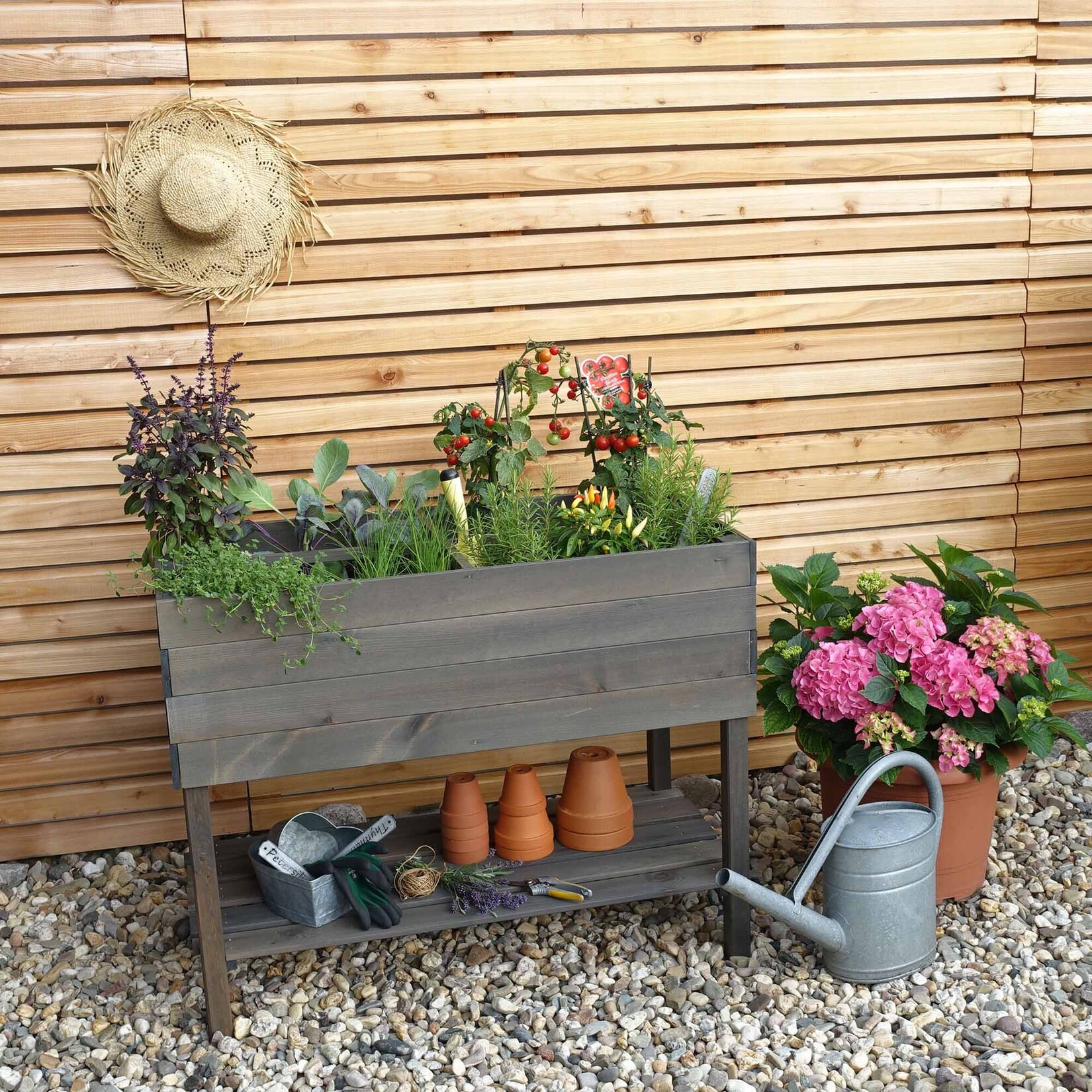 Promadino Balkon-Kräuterbeet auf Beinen grau | 04012379317432