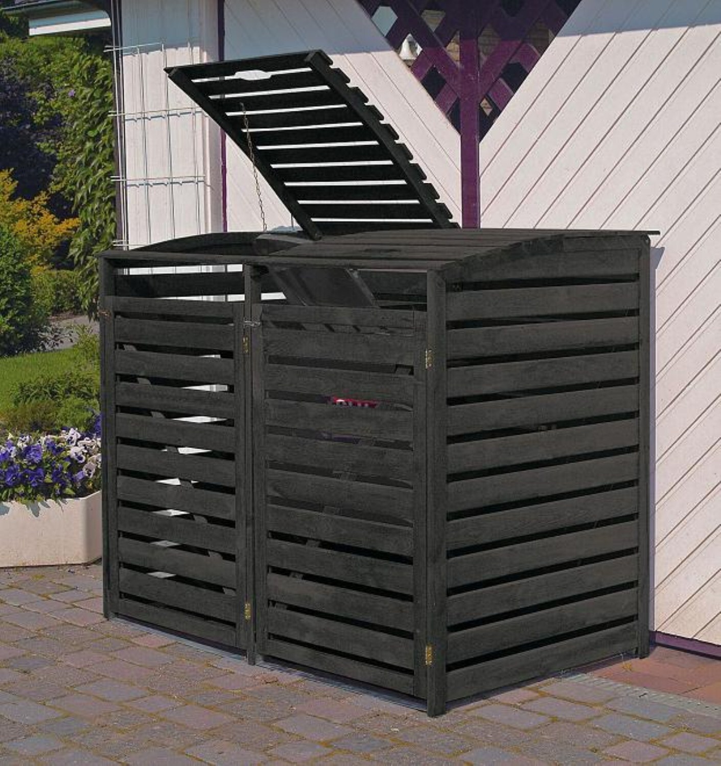 Promadino Mülltonnenbox „Vario III“ für 2 Tonnen | 04012379324133