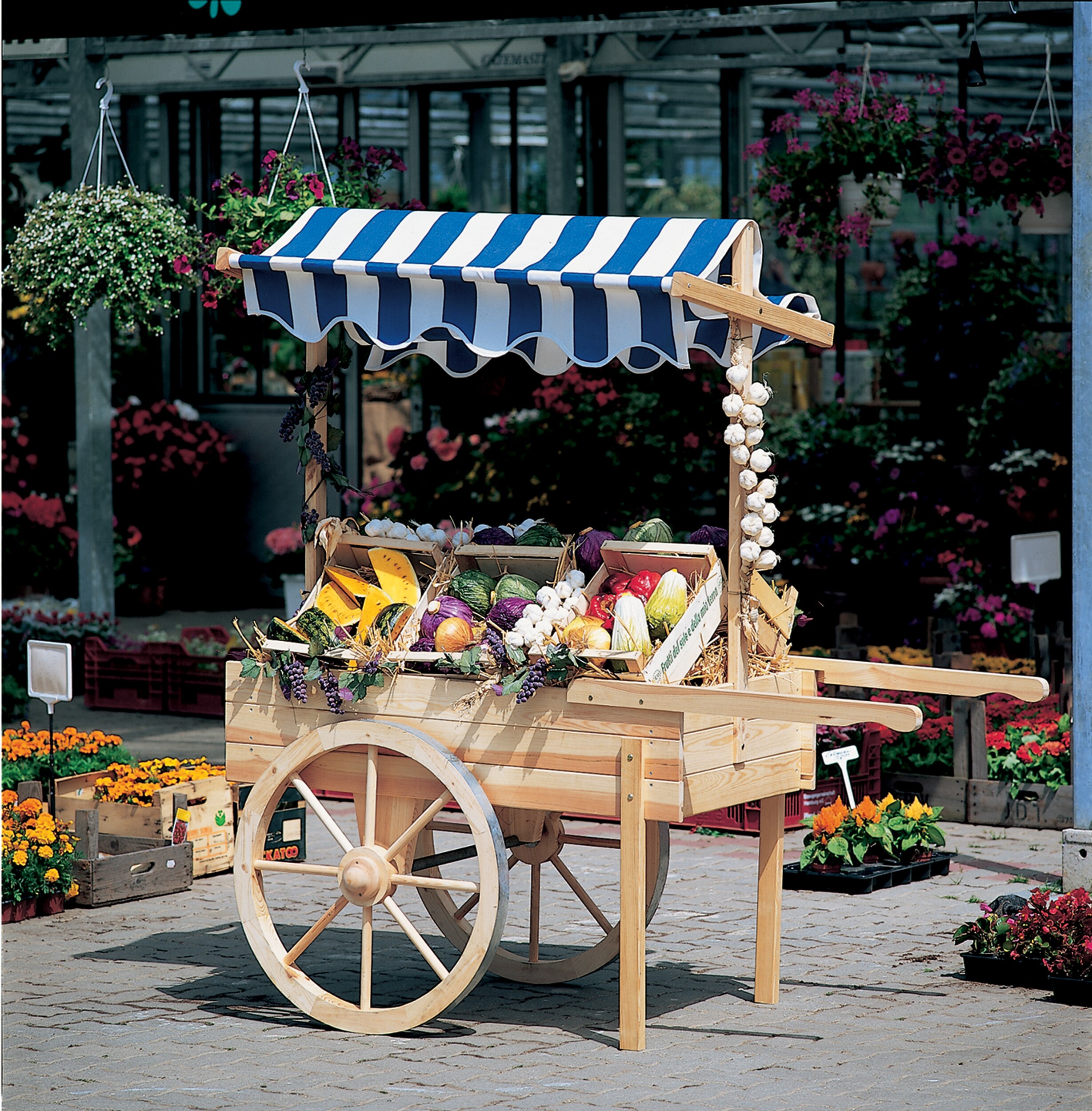 Promadino Marktwagen mit Baldachin wei&szlig;/blau - Bild 1