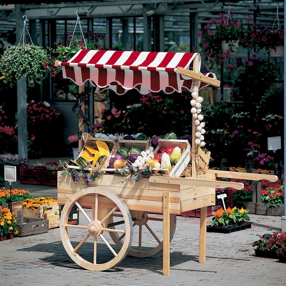 Promadino Marktwagen mit Baldachin wei&szlig;/rot - Bild 1