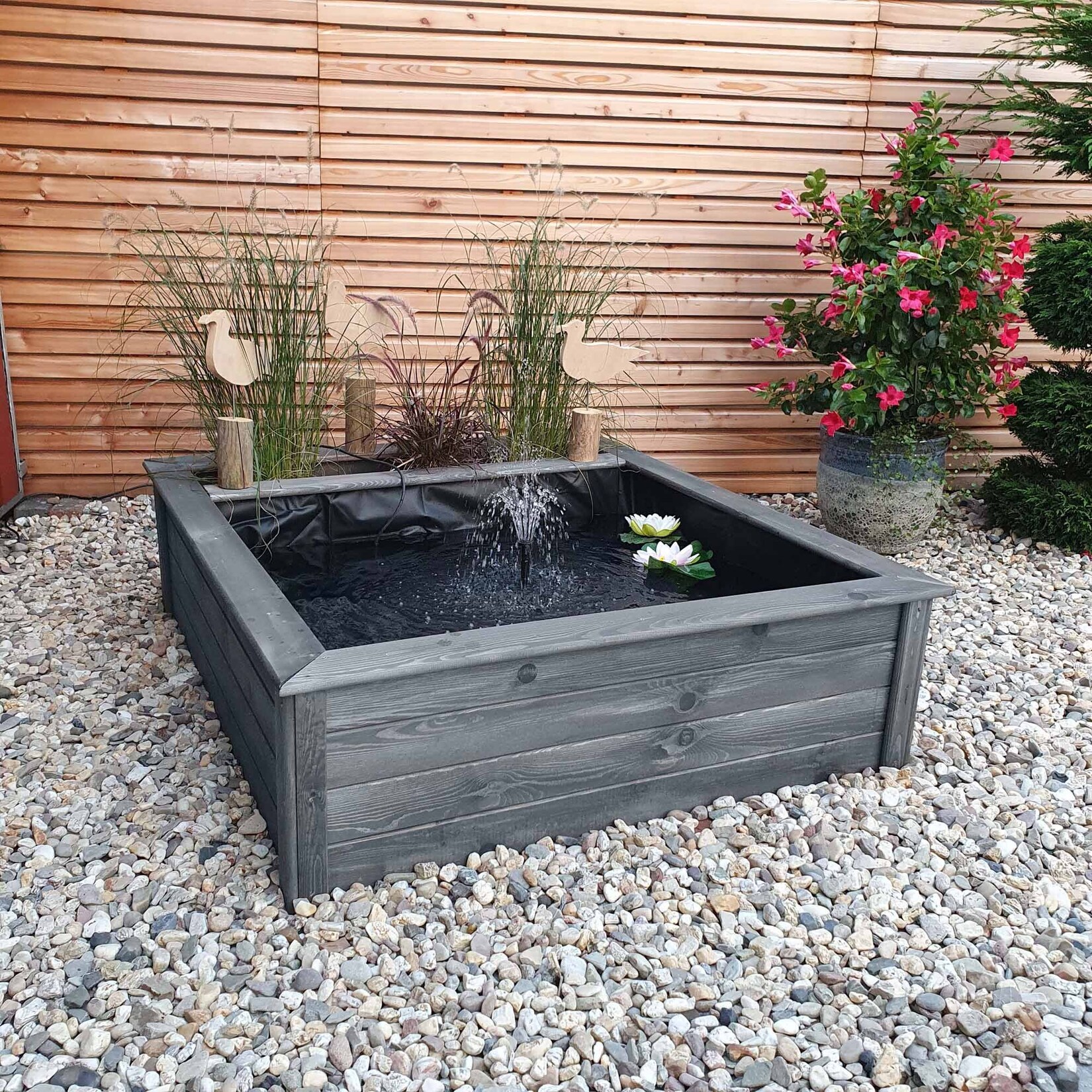 Promadino Hochteich mit seitlicher Pflanzzone, grau | 04012379342397