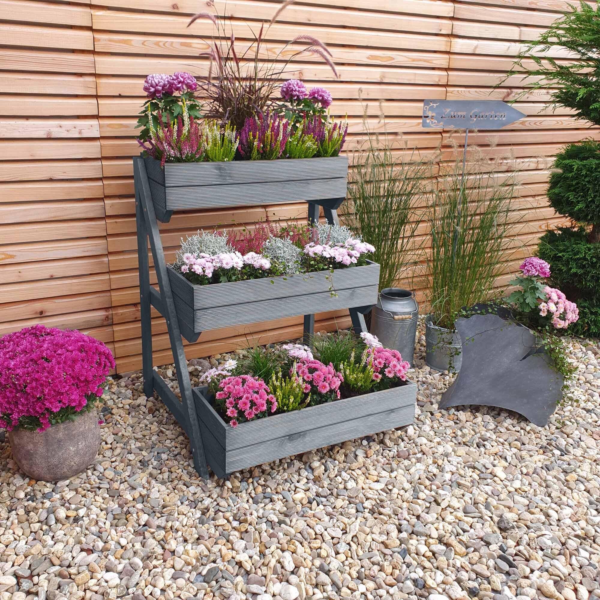 Promadino Pflanztreppe mit K&auml;sten, grau - Bild 1