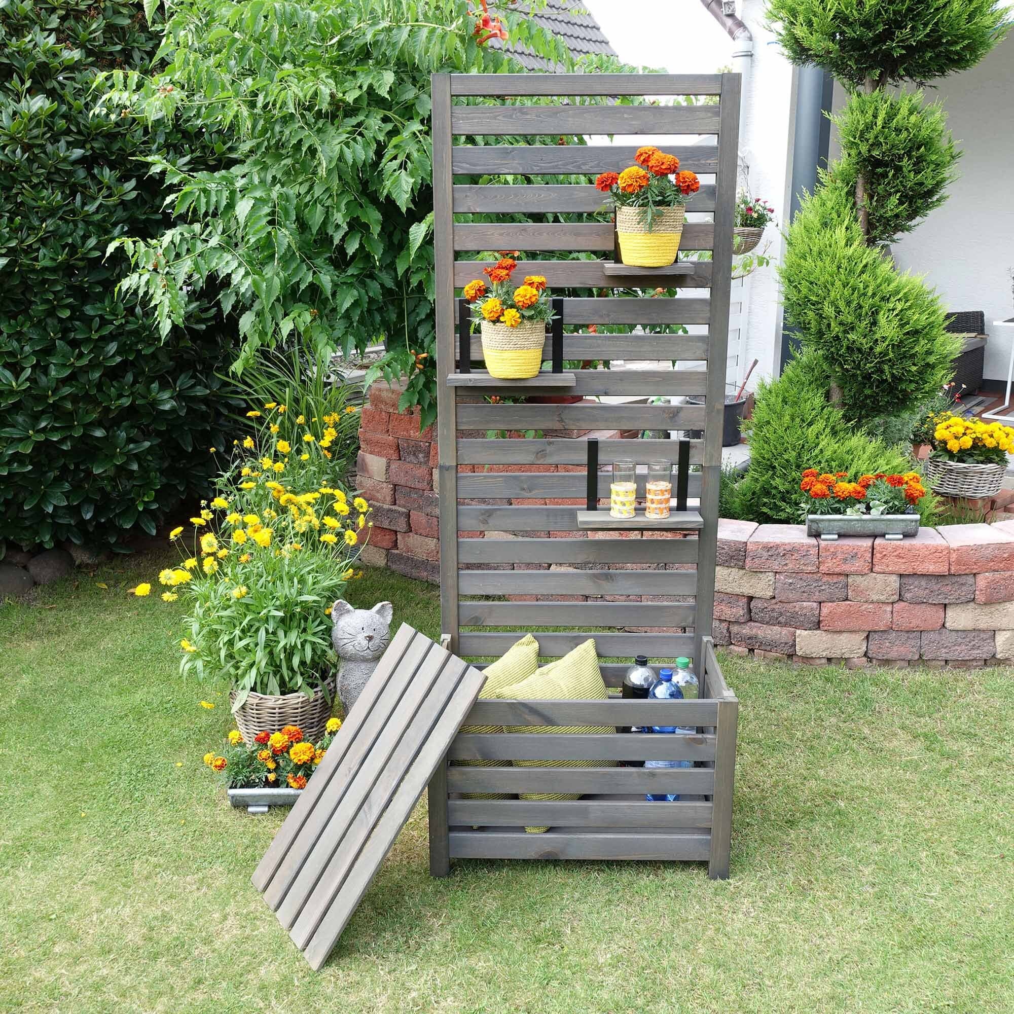 Promadino Spaliersichtschutz mit Staukasten, grau - Bild 1