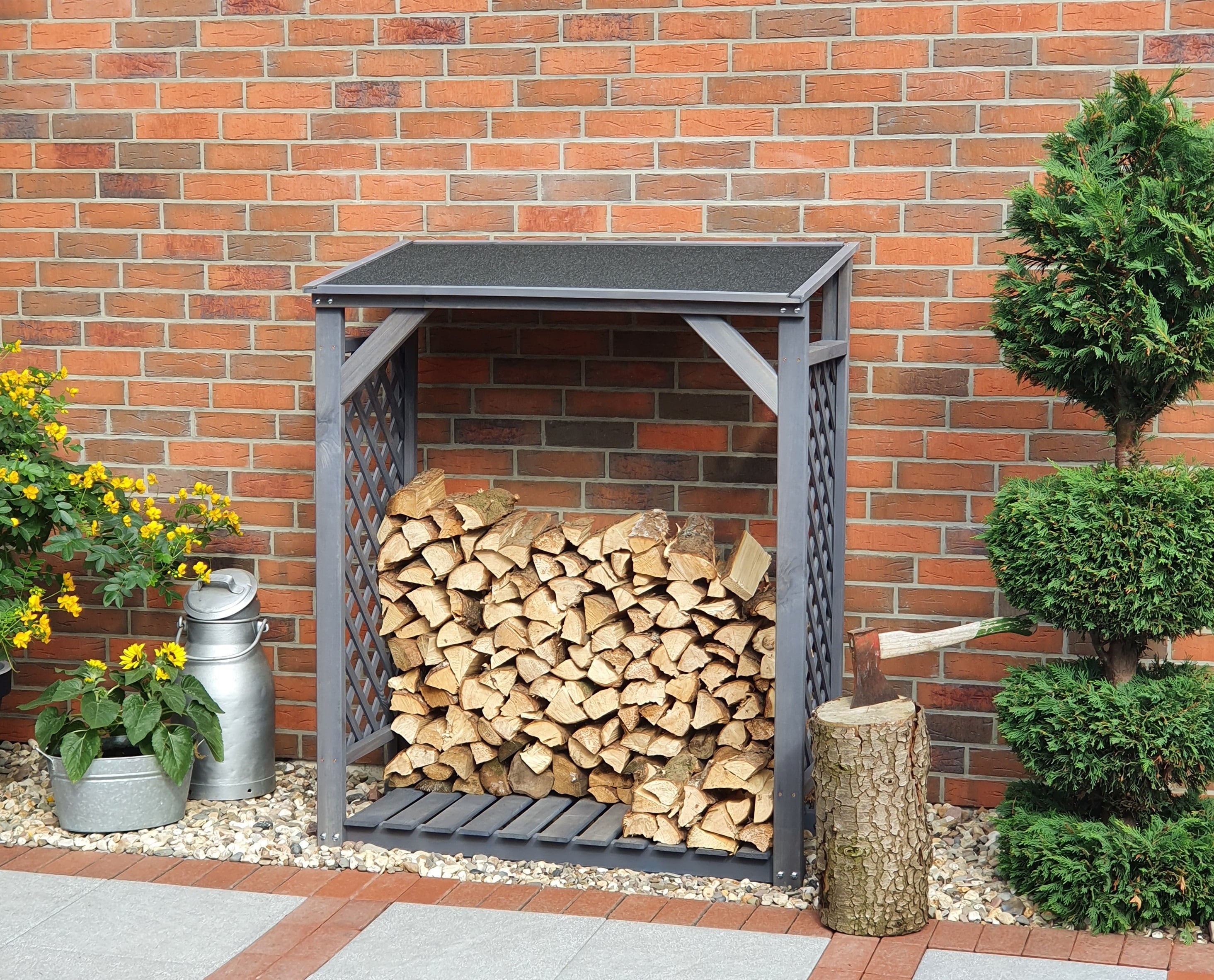 Promadino Kaminholzregal "Speyer", grau - Bild 1