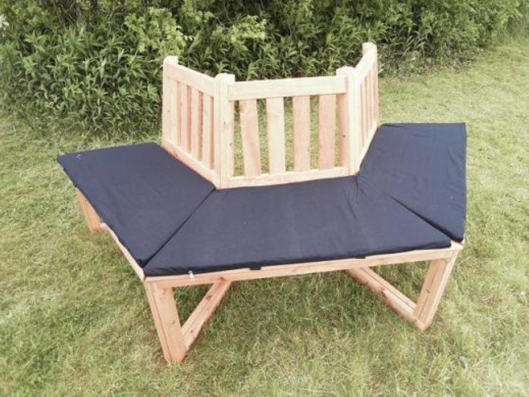 Promadino 1/2 Baumbank 180&deg; mit Sitzauflagen blau - Bild 1