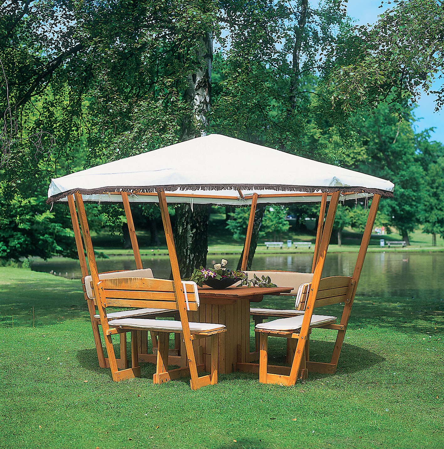 Promadino Pavillon „Rosenheim“ mit weißem Dach, Set komplett | 04012379042006