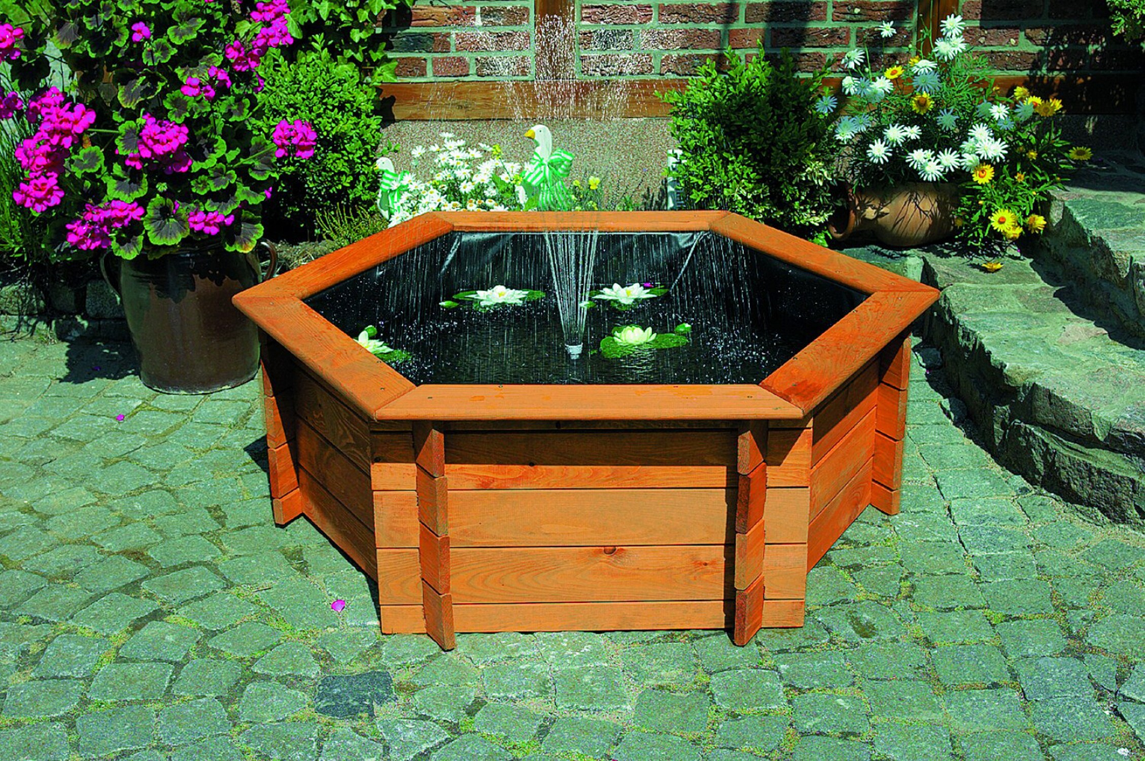 Promadino Sechseck-Hochteich 150cm Solar - Bild 1