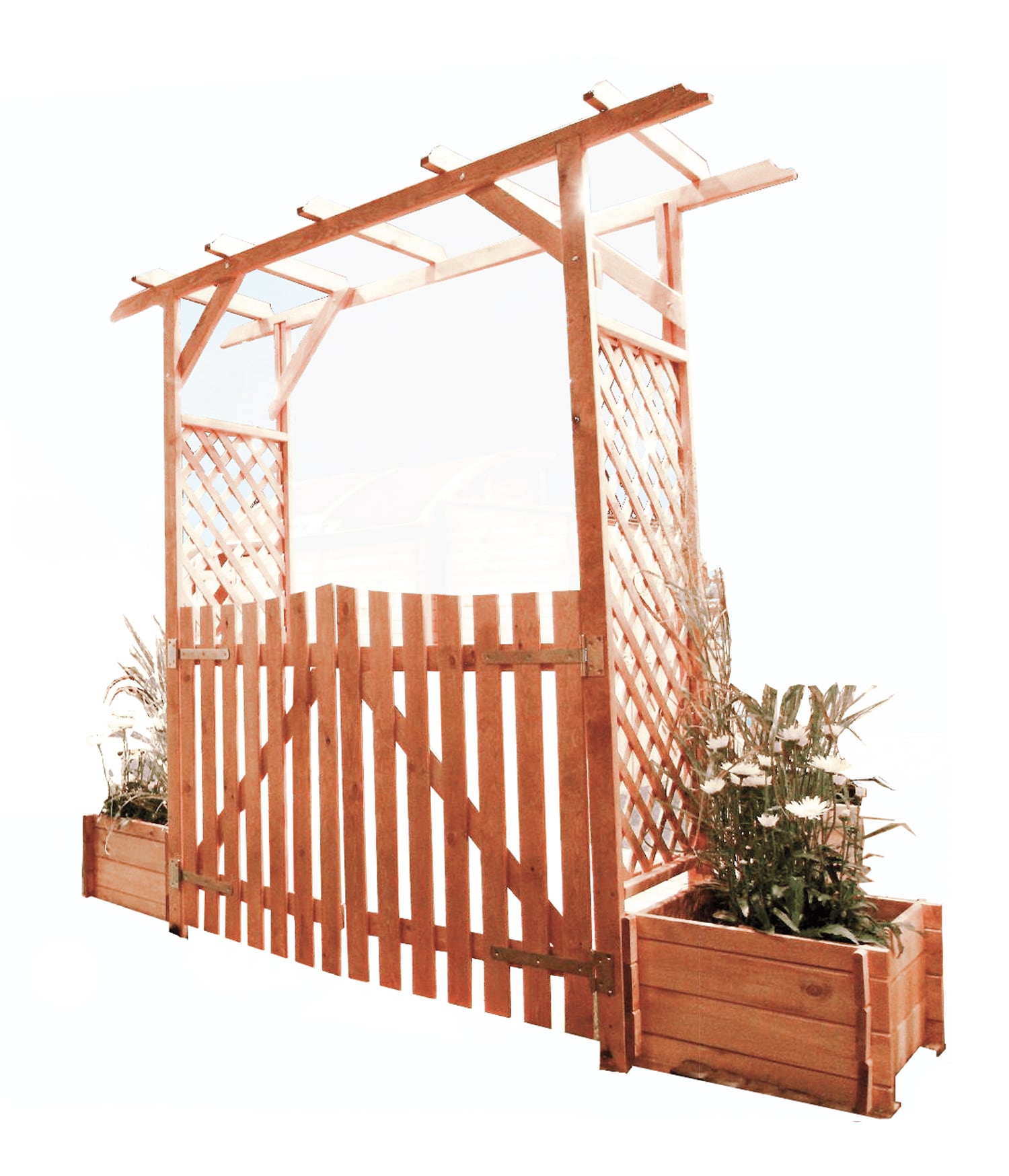 Promadino Set Pergola "Bamberg" mit T&uuml;ren + Pflanzk&auml;sten - Bild 1