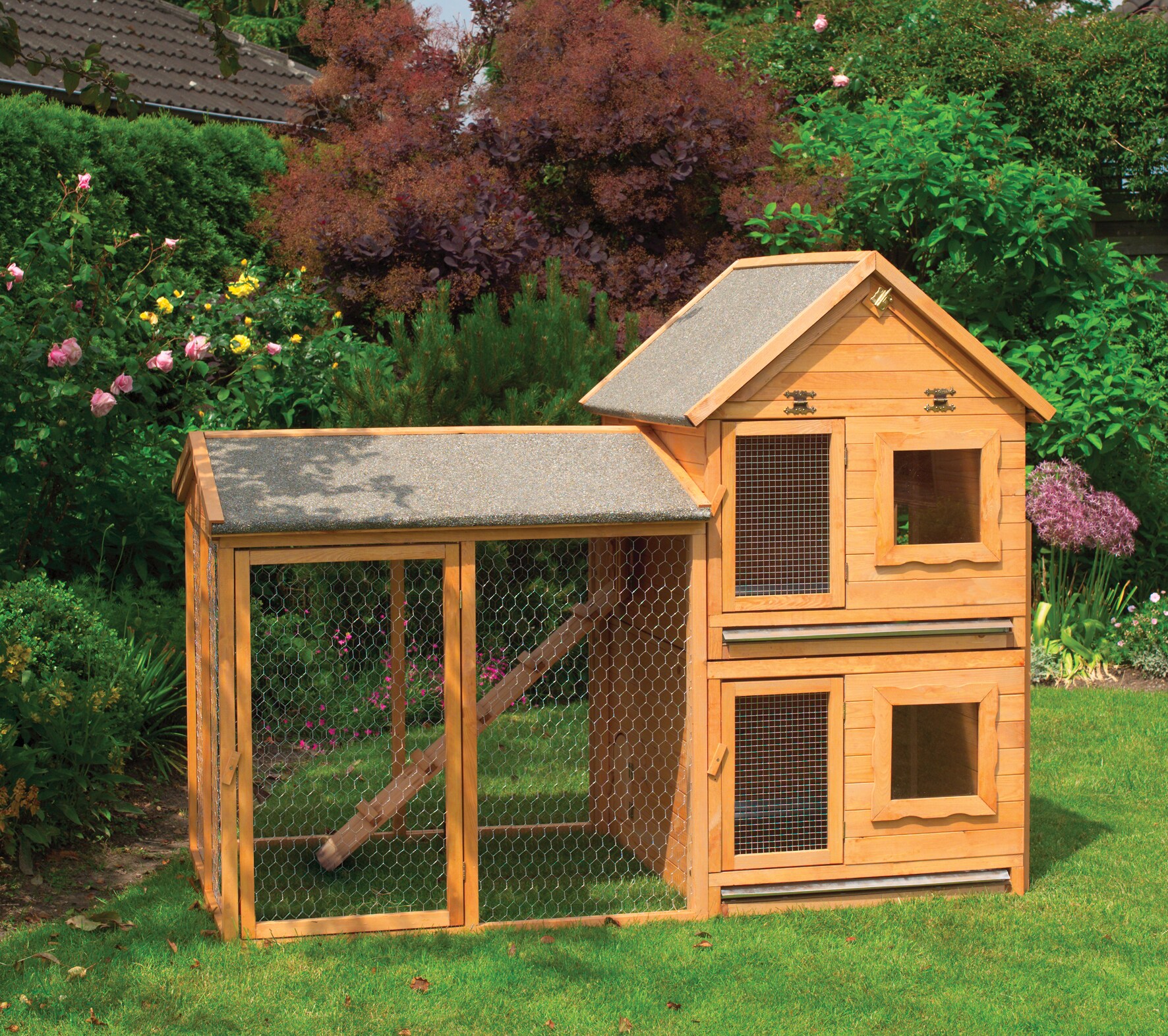 Promadino Kleintiervilla "Maxi" m. Erweiterung+Auslaufgehege - Bild 1