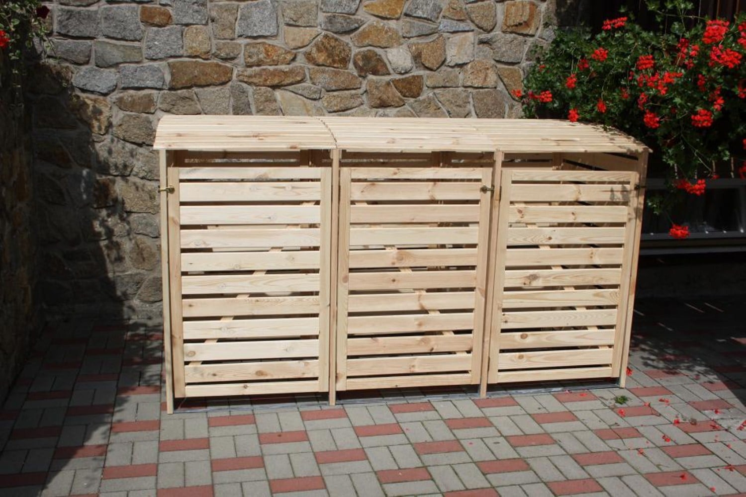 Promadino M&uuml;lltonnenbox "Vario III" f&uuml;r 3 Tonnen, natur - Bild 1