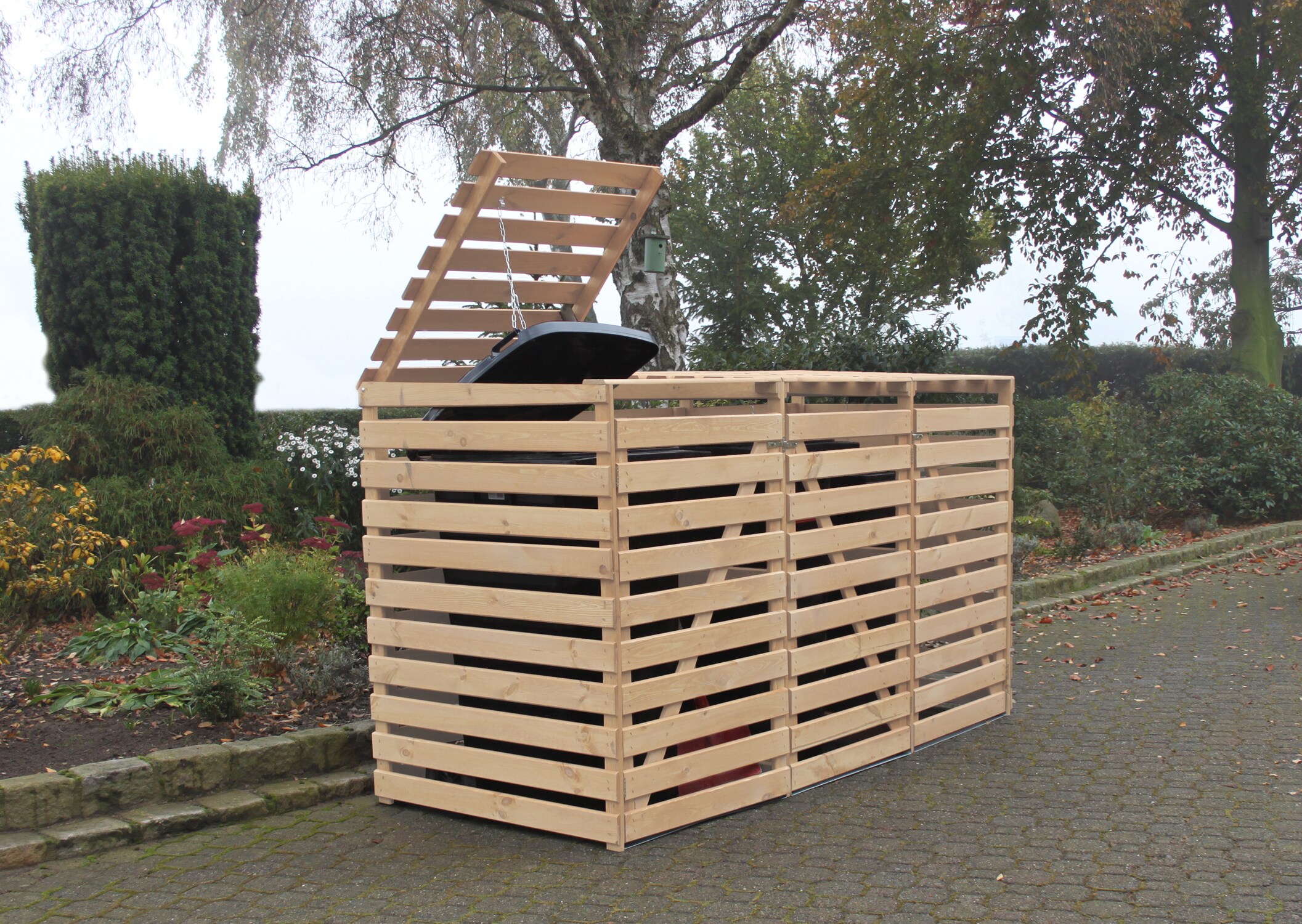 Promadino M&uuml;lltonnenbox "Vario V" f&uuml;r 3 Tonnen natur - Bild 1