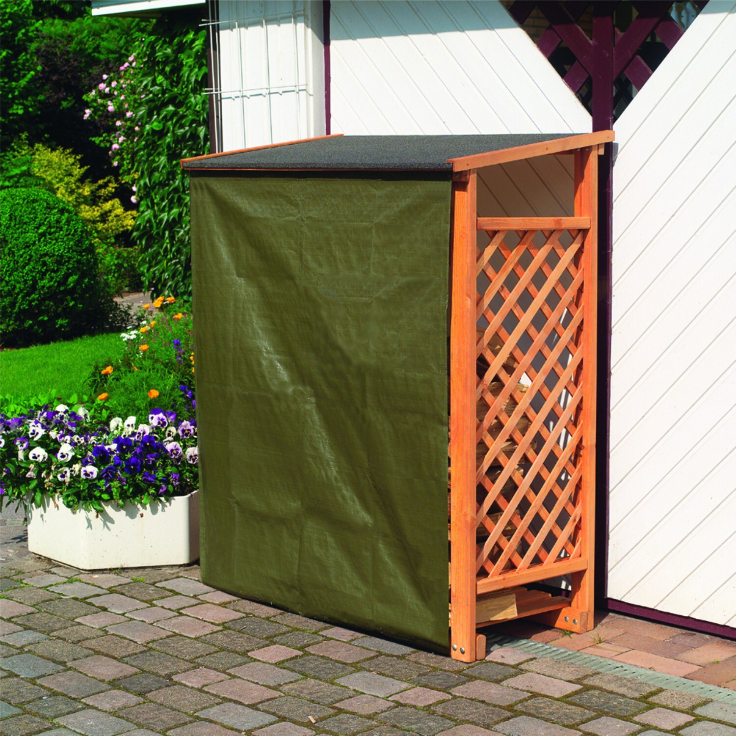 Promadino Kaminholzregal „Speyer“hb  mit Wetterschutz | 04012379130109