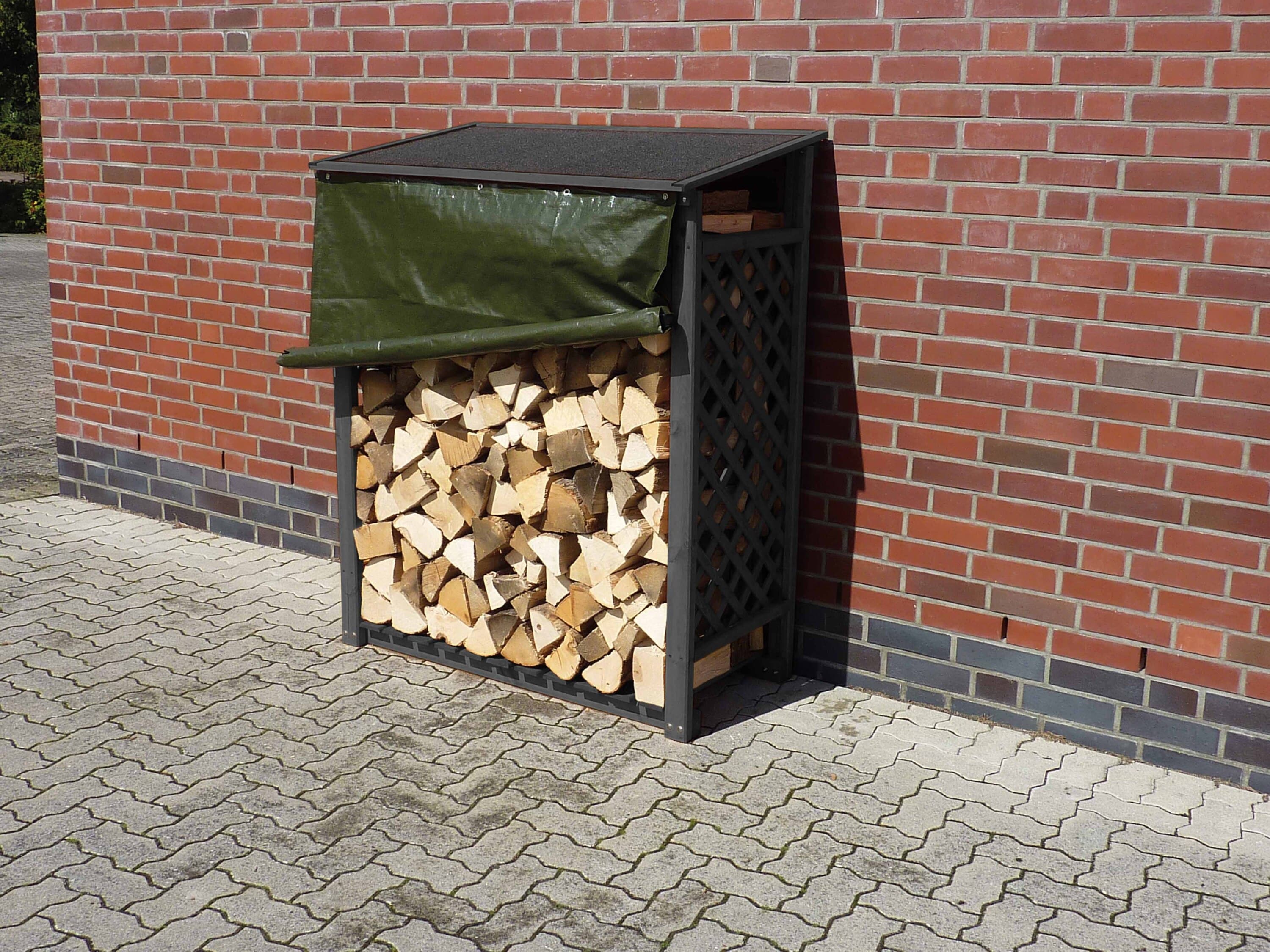 Promadino Kaminholzregal "Speyer" anthrazit mit Wetterschutz - Bild 1