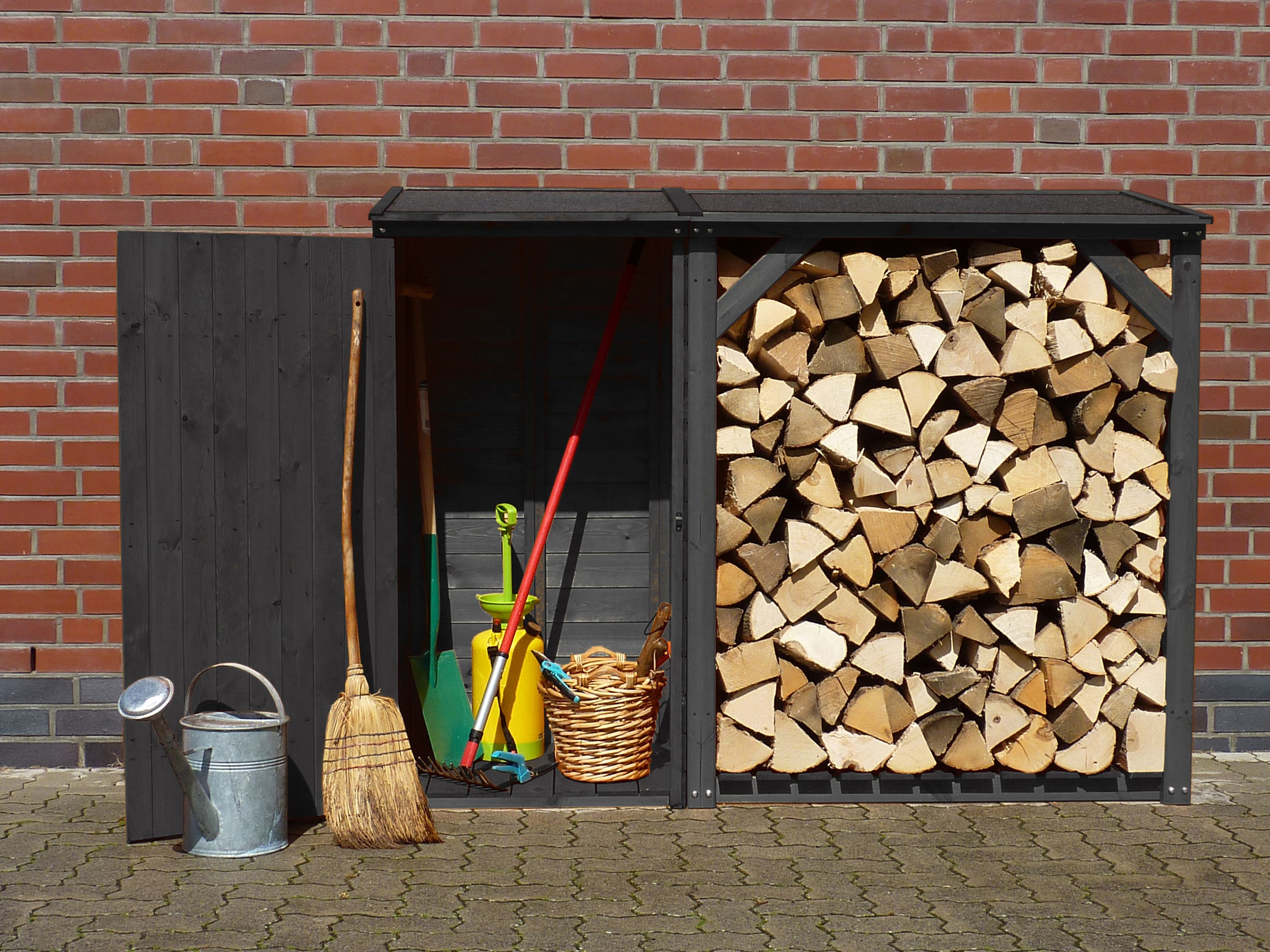 Promadino Kaminholzkombination "Speyer" anthrazit - Bild 1