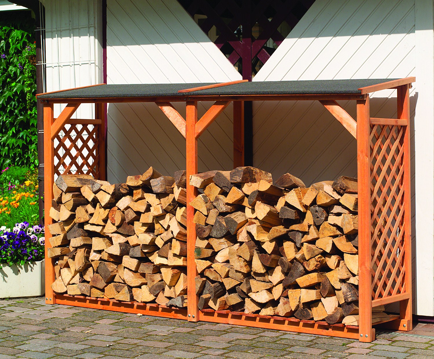 Promadino Kaminholzregal "Speyer" honigbraun mit Erweiterung - Bild 1