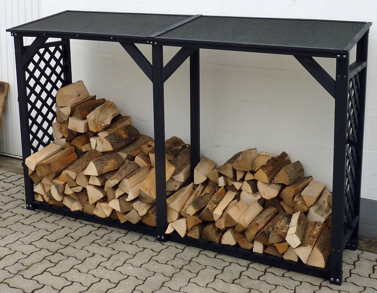 Promadino Kaminholzregal „Speyer“ anthrazit mit Erweiterung | 04012379131304