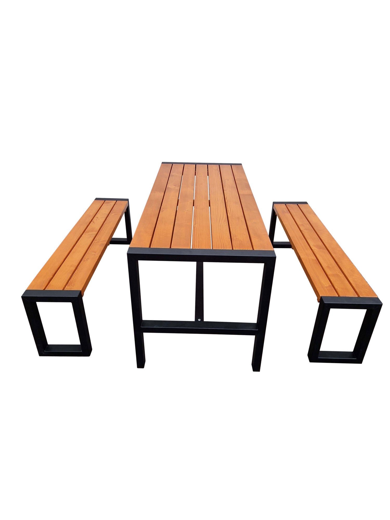 Promadino Sitzgarnitur Sylt, braun lackiert, 2 B&auml;nke+1 Tisch - Bild 1