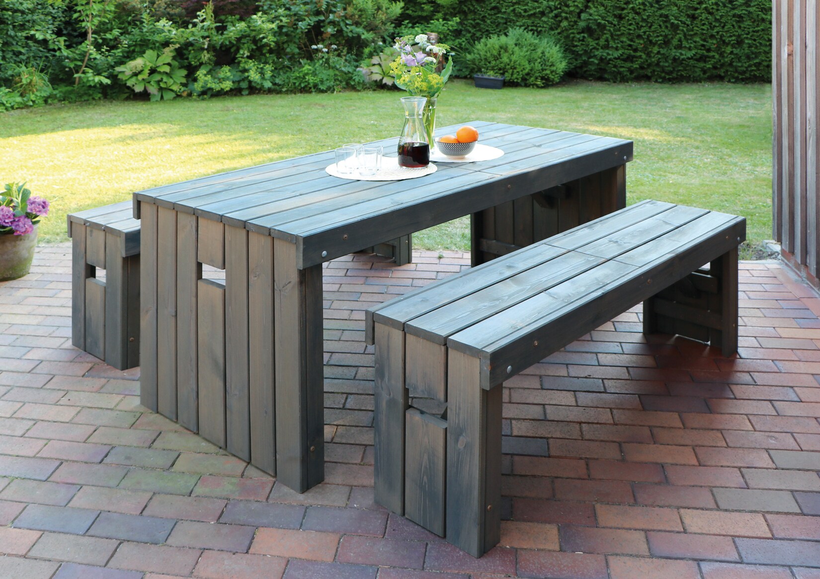 Promadino Holz-Garnitur Rotterdam grau | 04012379601708