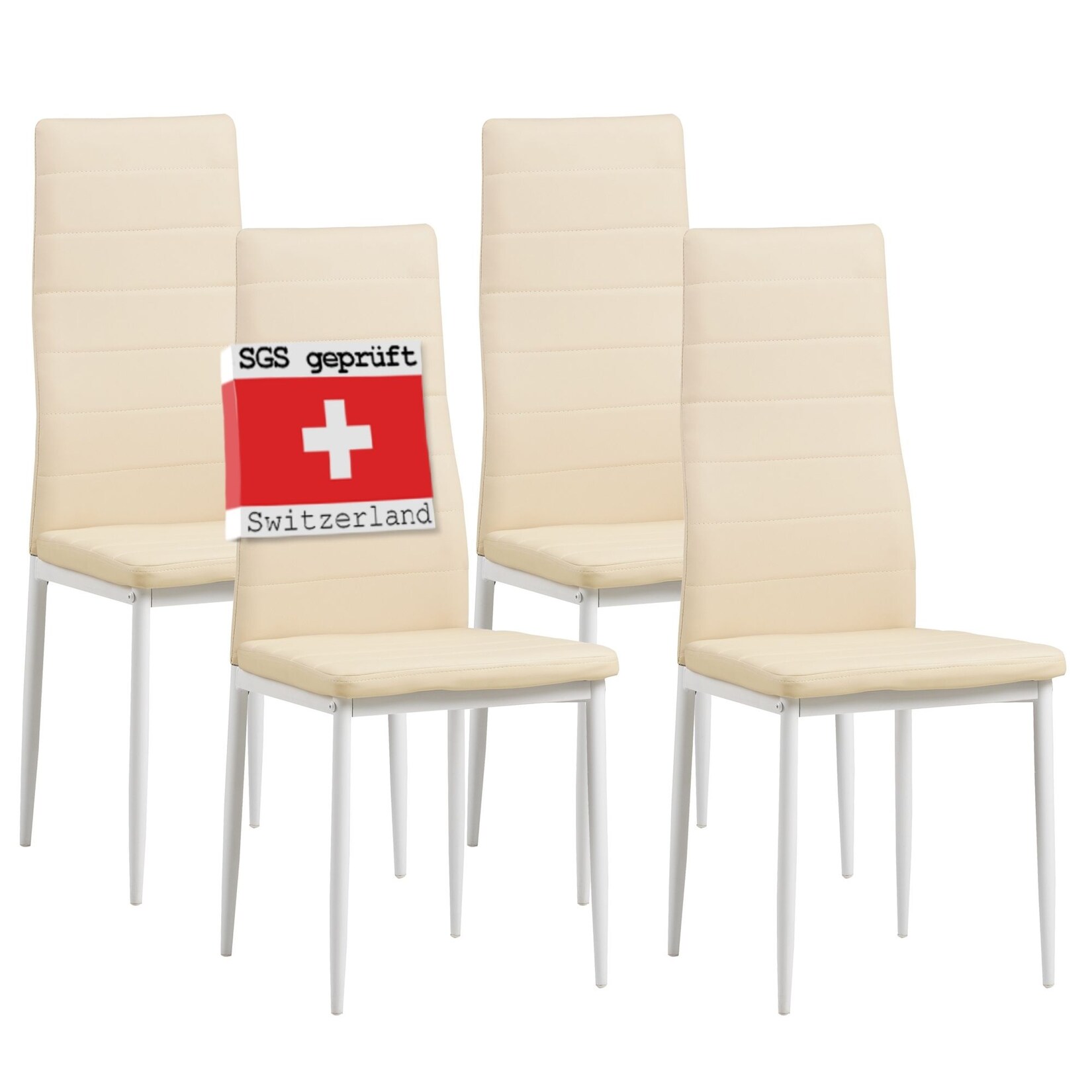 Albatros Esszimmerstühle MILANO 4er, Beige - Polsterstuhl mit Kunstleder-Bezug, Modernes Stilvolles Design am Esstisch - Küchenstuhl oder Stuhl Esszimmer mit hoher Belastbarkeit bis 110kg
