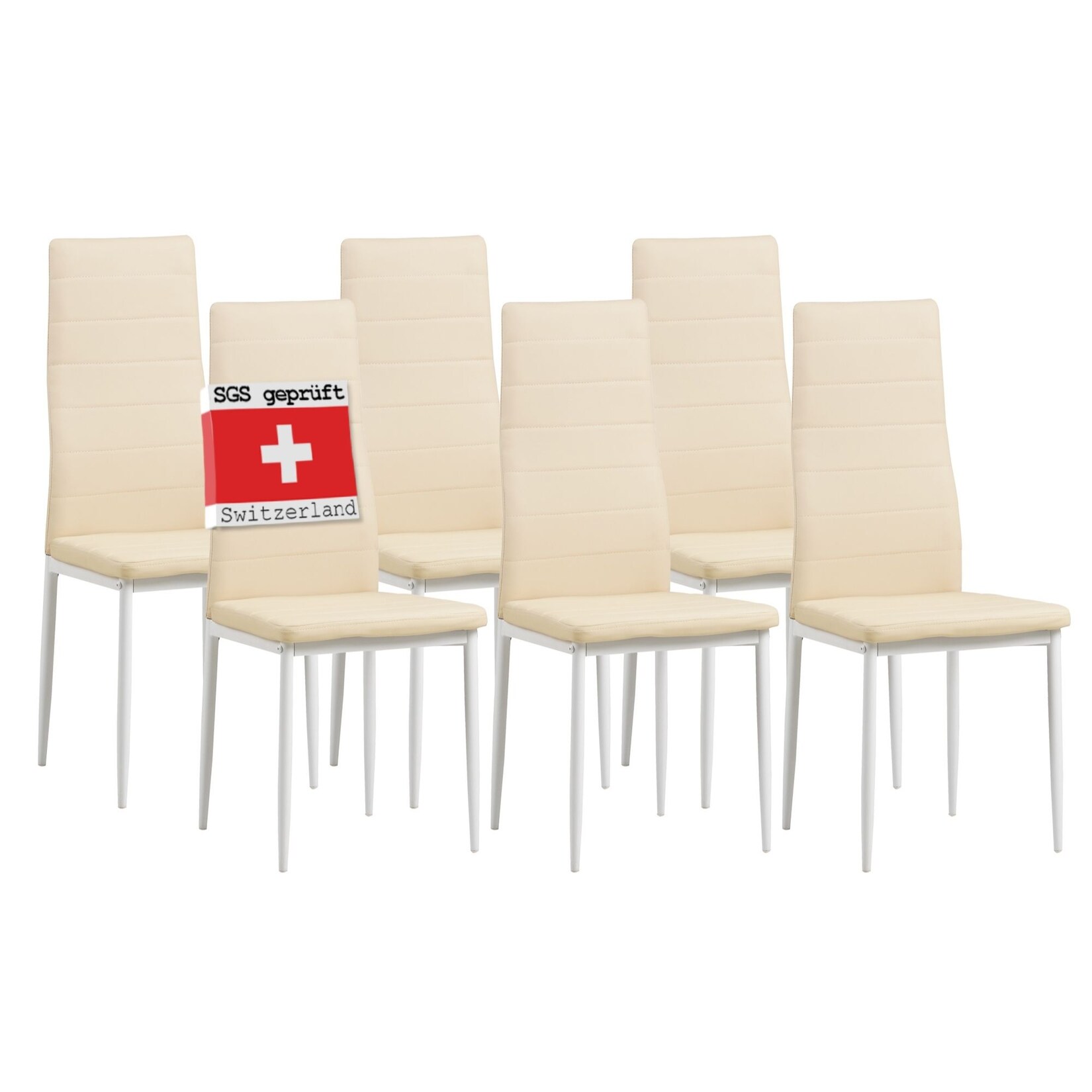 Albatros Esszimmerstühle MILANO 6er Set, Beige - Polsterstuhl mit Kunstleder-Bezug, Modernes Stilvolles Design am Esstisch - Küchenstuhl oder Stuhl Esszimmer mit hoher Belastbarkeit 110kg