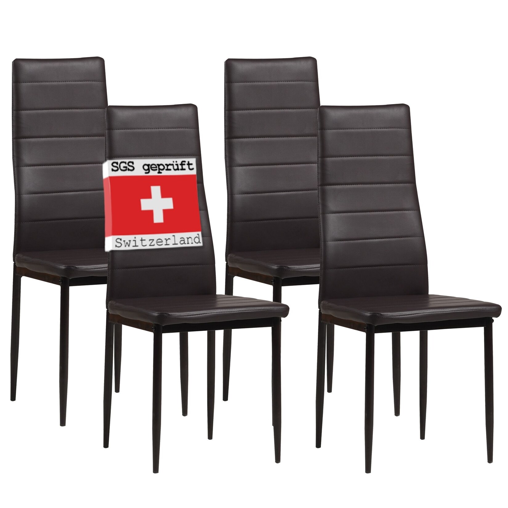 Albatros Esszimmerstühle MILANO 4er Set, Braun - Polsterstuhl mit Kunstleder-Bezug, Modernes Stilvolles Design am Esstisch - Küchenstuhl oder Stuhl Esszimmer mit hoher Belastbarkeit: 110kg