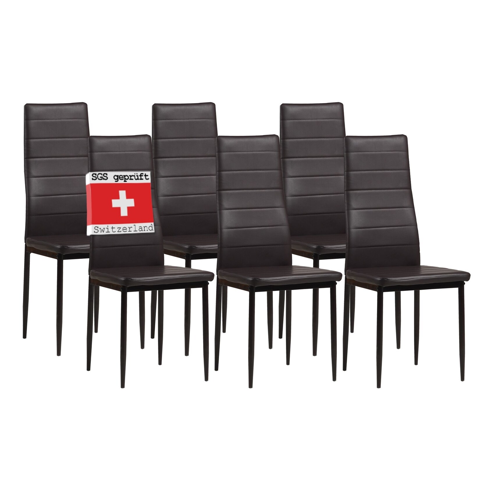 Albatros Esszimmerstühle MILANO 6er Set, Braun - Polsterstuhl mit Kunstleder-Bezug, Modernes Stilvolles Design am Esstisch - Küchenstuhl oder Stuhl Esszimmer mit hohe Belastbarkeit bis 110kg