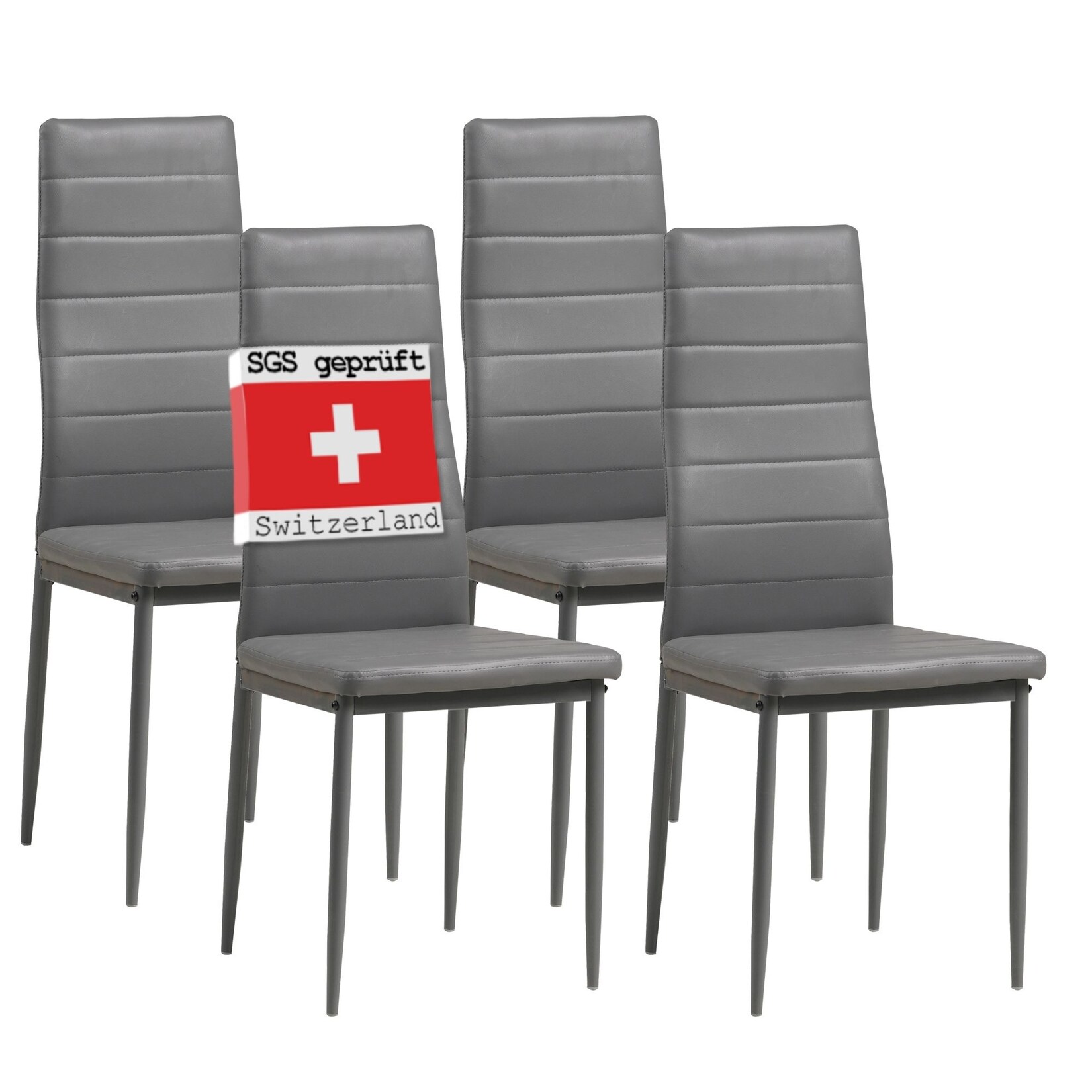 Albatros Esszimmerstühle MILANO 4er Set, Grau - Polsterstuhl mit Kunstleder-Bezug, Modernes Stilvolles Design am Esstisch - Küchenstuhl oder Stuhl Esszimmer mit hoher Belastbarkeit bis 110kg