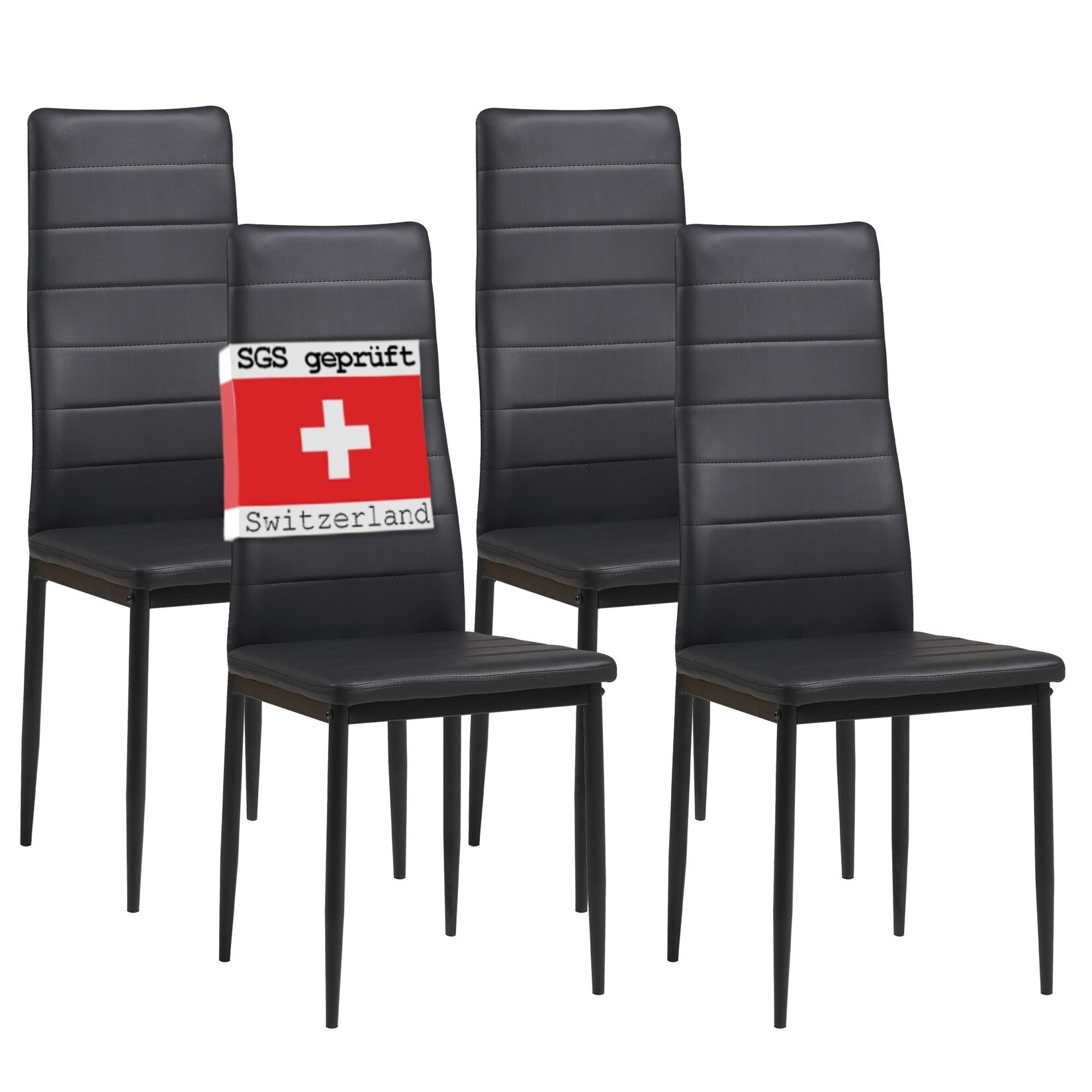 Albatros Esszimmerstühle MILANO 4er Set, Schwarz - Polsterstuhl mit Kunstleder-Bezug, Modernes Stilvolles Design am Esstisch - Küchenstuhl oder Stuhl Esszimmer mit hoher Belastbarkeit: 110kg