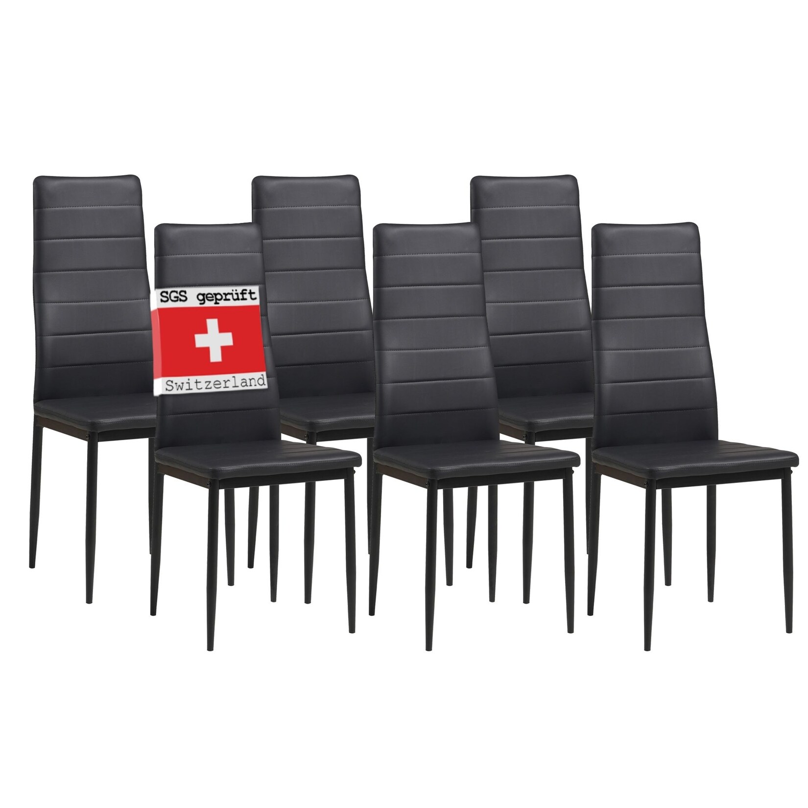 Albatros Esszimmerstühle MILANO 6er Set, Schwarz - Polsterstuhl mit Kunstleder-Bezug, Modernes Stilvolles Design am Esstisch - Küchenstuhl Stuhl Esszimmer mit hoher Belastbarkeit bis 110kg
