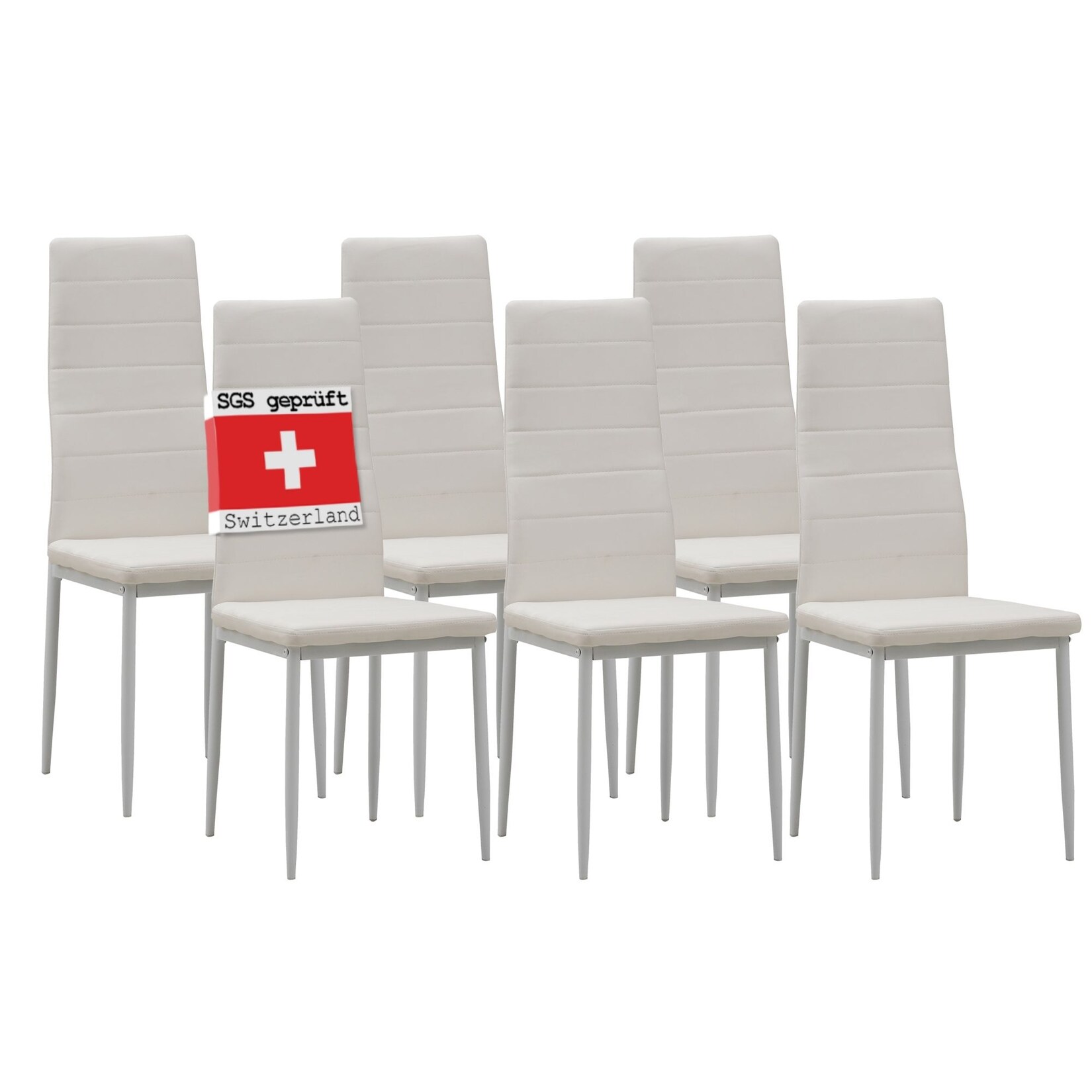 Albatros Esszimmerstühle MILANO 6er Set, Weiss – Polsterstuhl mit Kunstleder-Bezug, Modernes und Stilvolles Design am Esstisch – Küchenstuhl oder Stuhl Esszimmer mit hoher Belastbarkeit | 04250263733399