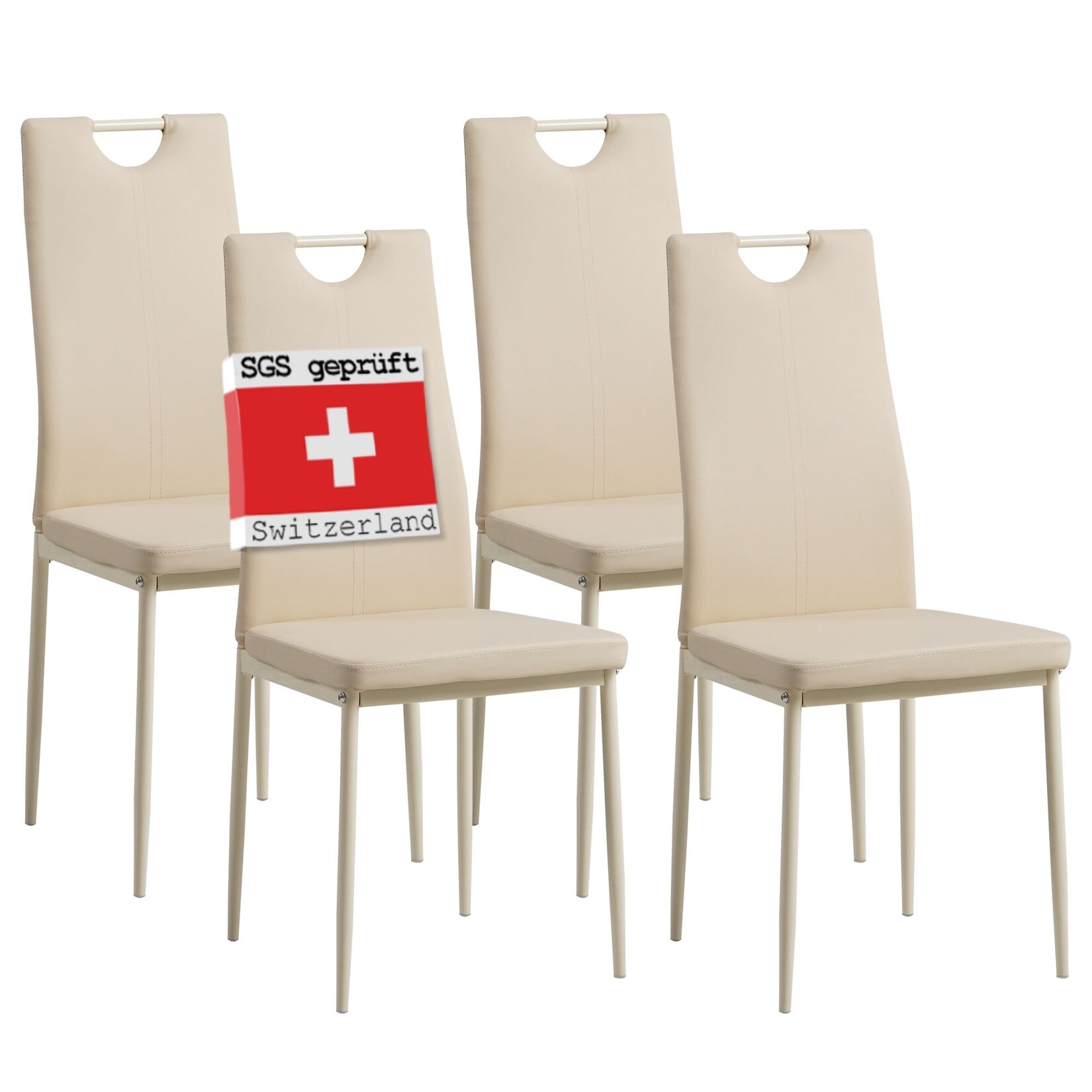 Albatros Esszimmerstühle SALERNO 4er Set, Beige - Edles Italienisches Design, Polsterstuhl Kunstleder-Bezug, Modern und Stilvoll am Esstisch - Küchenstuhl, Stuhl Esszimmer hohe Belastbarkeit