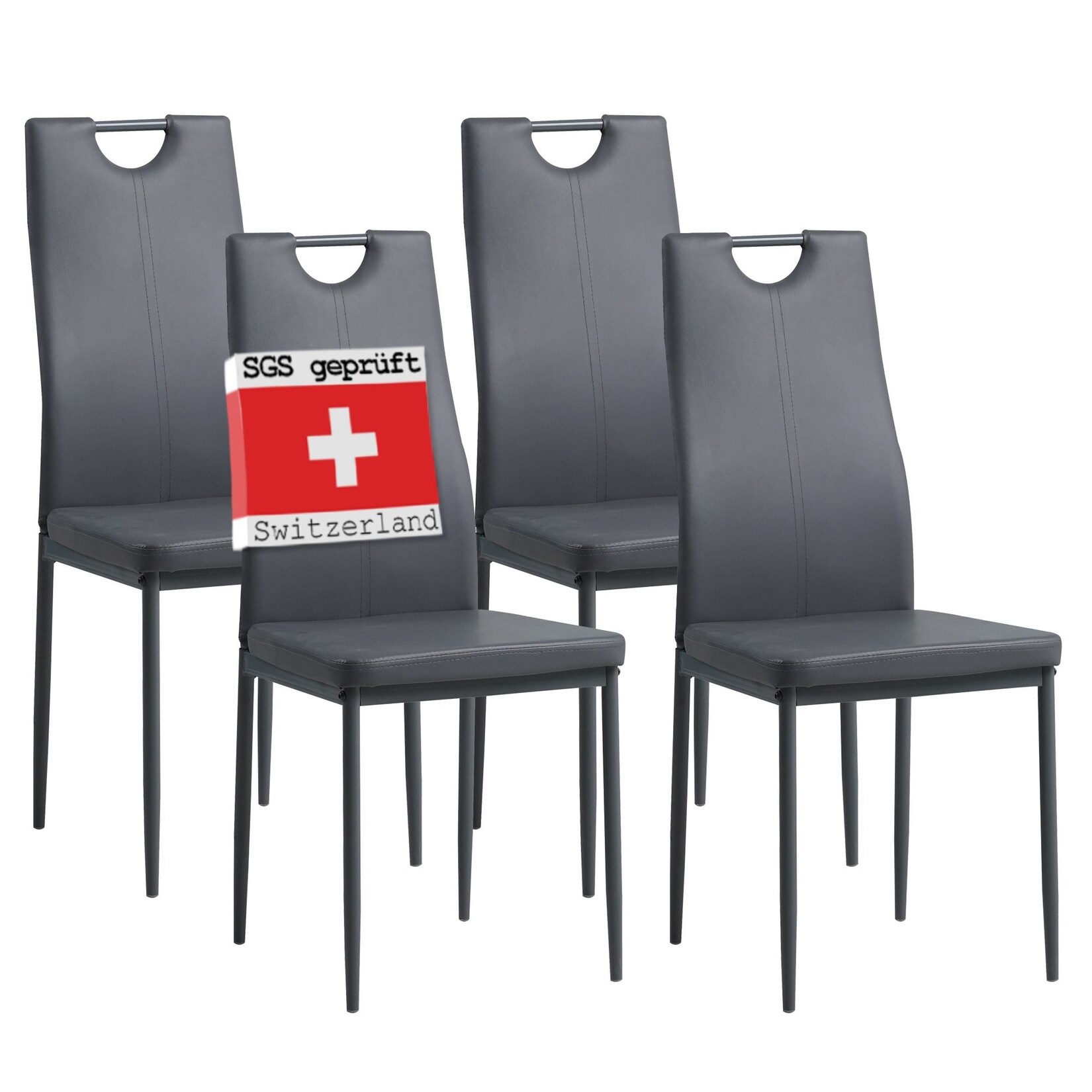 Albatros Esszimmerstühle SALERNO 4er Set, Grau - Edles Italienisches Design, Polsterstuhl Kunstleder-Bezug, Modern und Stilvoll am Esstisch - Küchenstuhl, Stuhl Esszimmer hohe Belastbarkeit