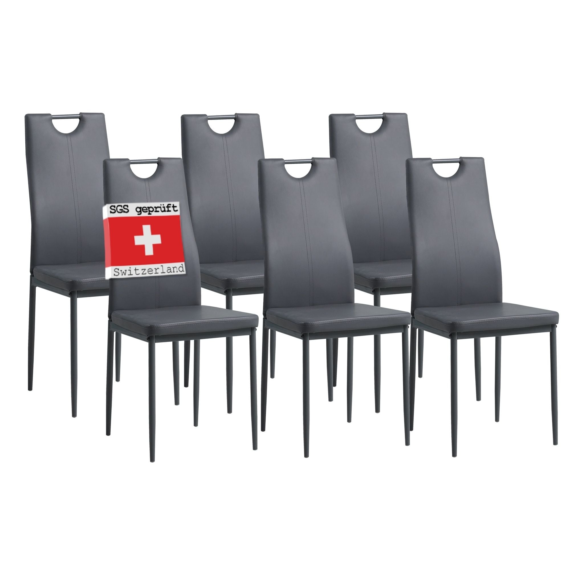 Albatros Esszimmerst&uuml;hle SALERNO 6er Set, Grau - Edles Italienisches Design, Polsterstuhl Kunstleder-Bezug, Modern und Stilvoll am Esstisch - K&uuml;chenstuhl, Stuhl Esszimmer hohe Belastbarkeit - Bild 1