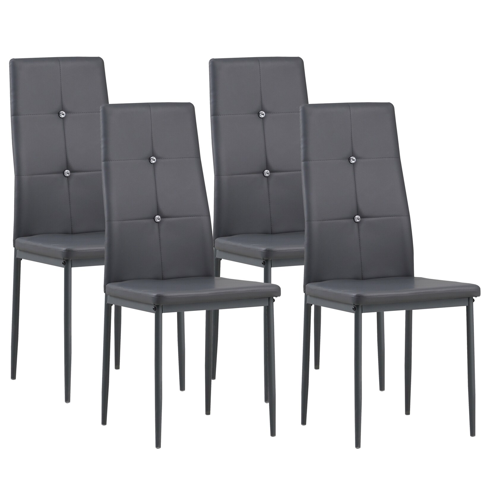 Albatros Esszimmerstühle DIAMOND 4er Set, Grau - Edler Diamant-Look, Polsterstuhl, Kunstleder-Bezug, Modernes Stilvolles Design am Esstisch - Küchenstuhl, Stuhl Esszimmer hoher Belastbarkeit