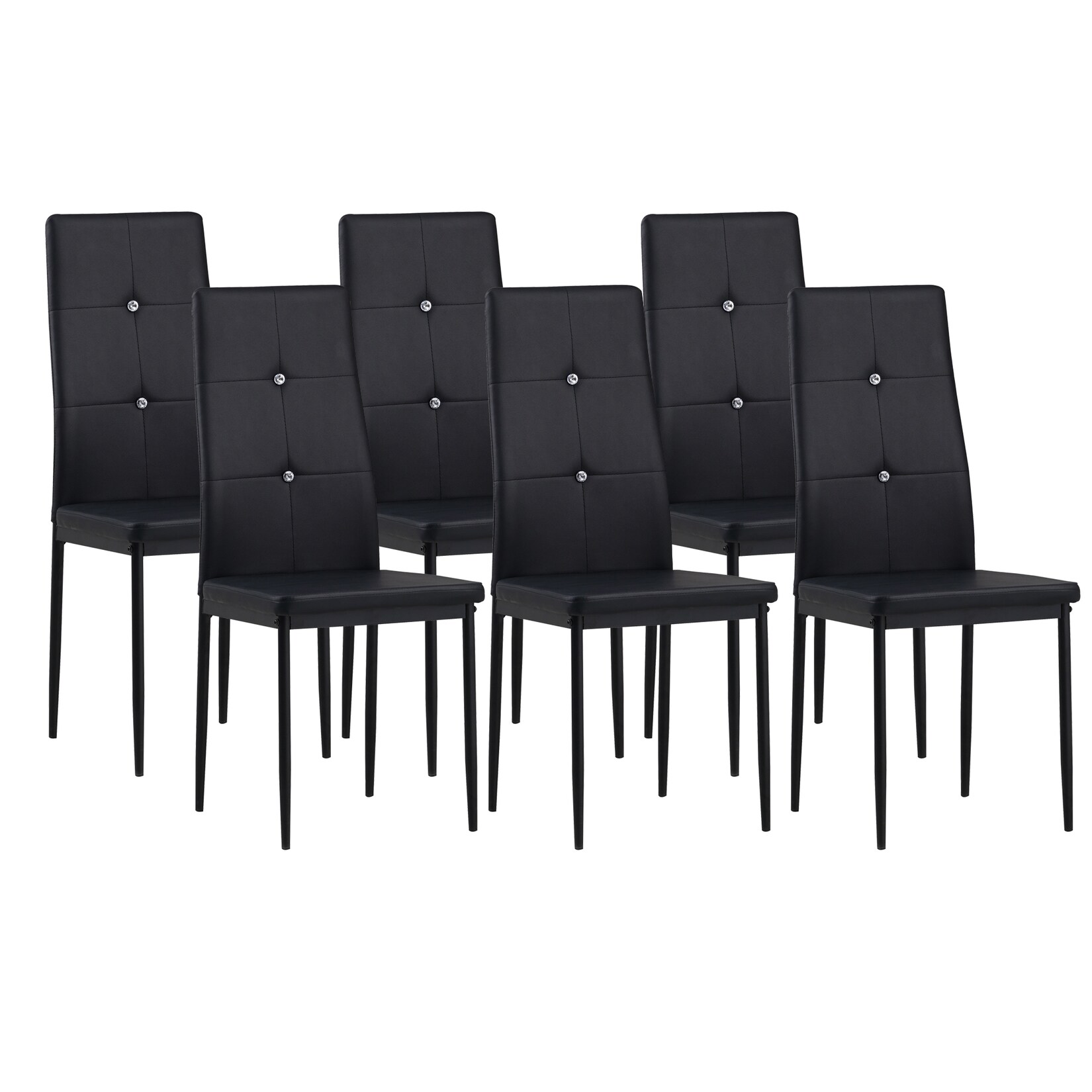 Albatros Esszimmerstühle DIAMOND 6er Set, Schwarz - Edler Diamant-Look, Polsterstuhl Kunstleder-Bezug, Modernes Stilvolles Design am Esstisch Küchenstuhl Stuhl Esszimmer hohe Belastbarkeit