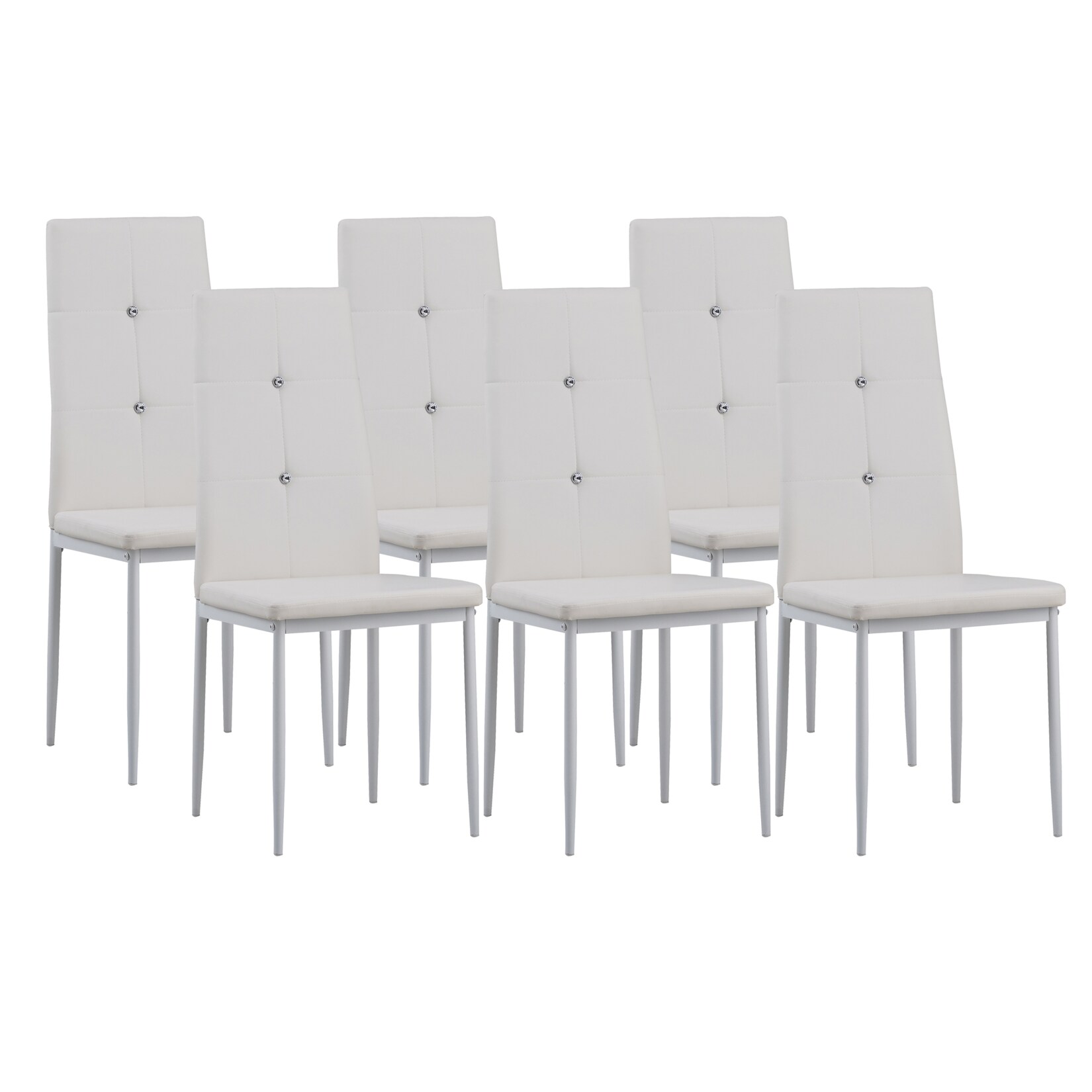 Albatros Esszimmerstühle DIAMOND 6er Set, Weiss – Edler Diamant-Look, Polsterstuhl Kunstleder-Bezug, Modernes Stilvolles Design am Esstisch Küchenstuhl, Stuhl Esszimmer hoher Belastbarkeit | 04250263734815
