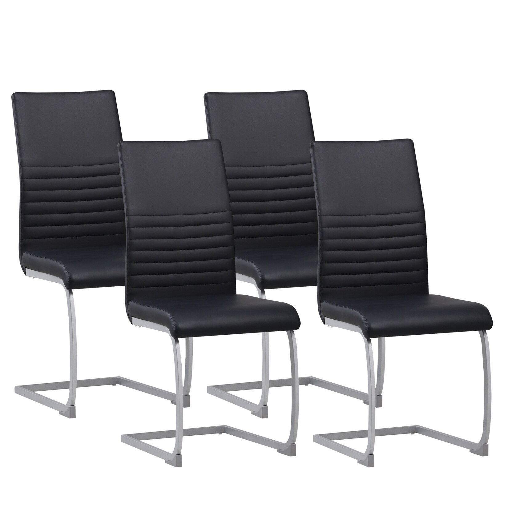 Albatros Freischwinger Stühle 4er Set MURANO, Schwarz – Esszimmerstuhl Schwingstuhl, modernes Design, Kunstleder-Bezug, dicke Polsterung-Küchenstuhl, Polsterstuhl, Stuhl Esszimmer Esstisch | 04250263735768