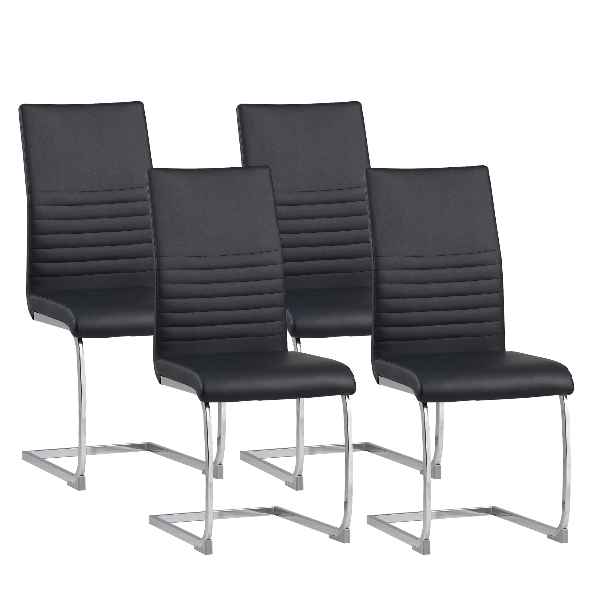 Albatros Freischwinger St&uuml;hle 4er Set BURANO, Schwarz - Esszimmerstuhl Schwingstuhl, modernes Design, Kunstleder-Bezug, dicke Polsterung - K&uuml;chenstuhl, Polsterstuhl, Stuhl Esszimmer Esstisch - Bild 1