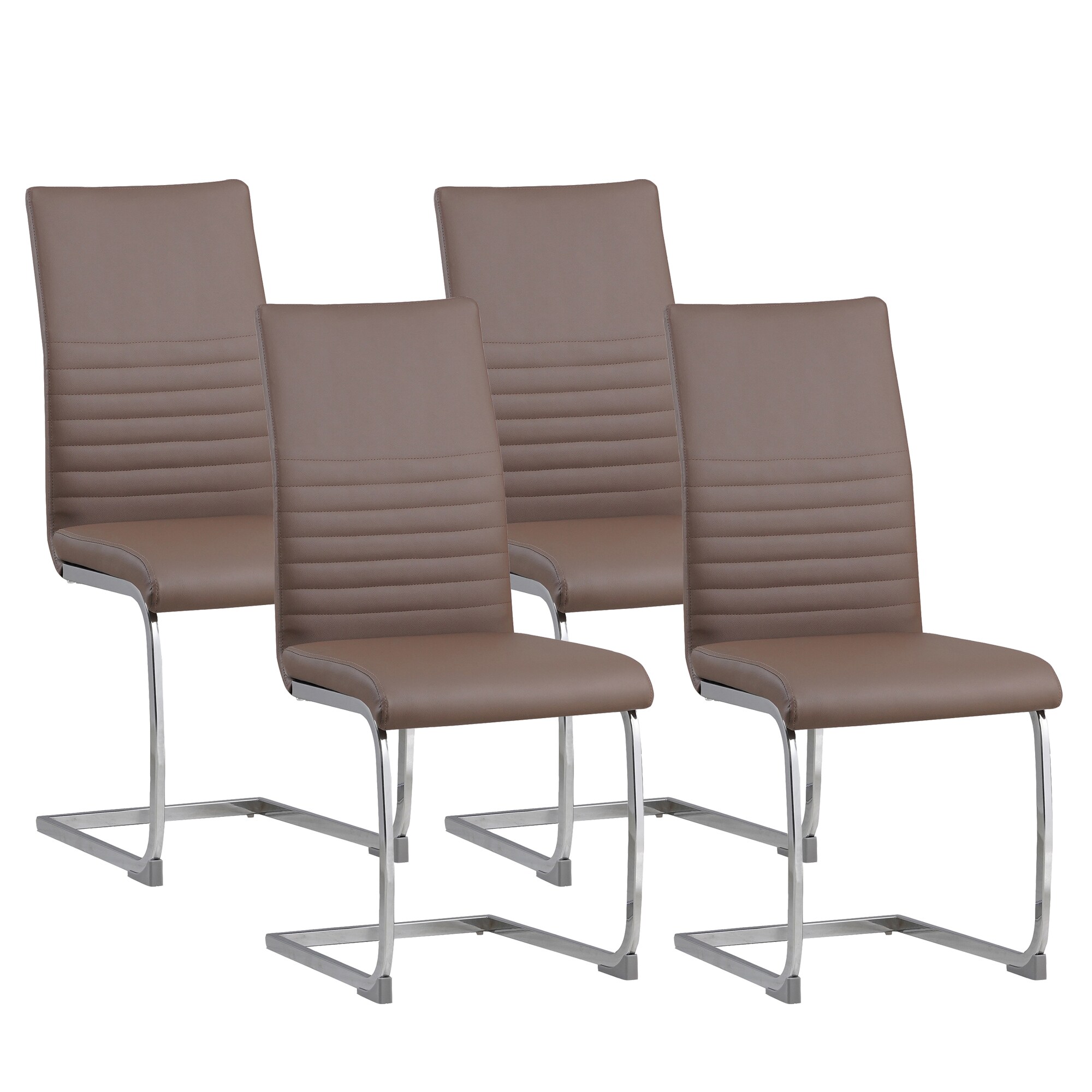 Albatros Freischwinger St&uuml;hle 4er Set BURANO, Braun - Esszimmerstuhl Schwingstuhl mit modernem Design, Kunstleder-Bezug, dicke Polsterung-K&uuml;chenstuhl, Polsterstuhl, Stuhl Esszimmer Esstisch - Bild 1