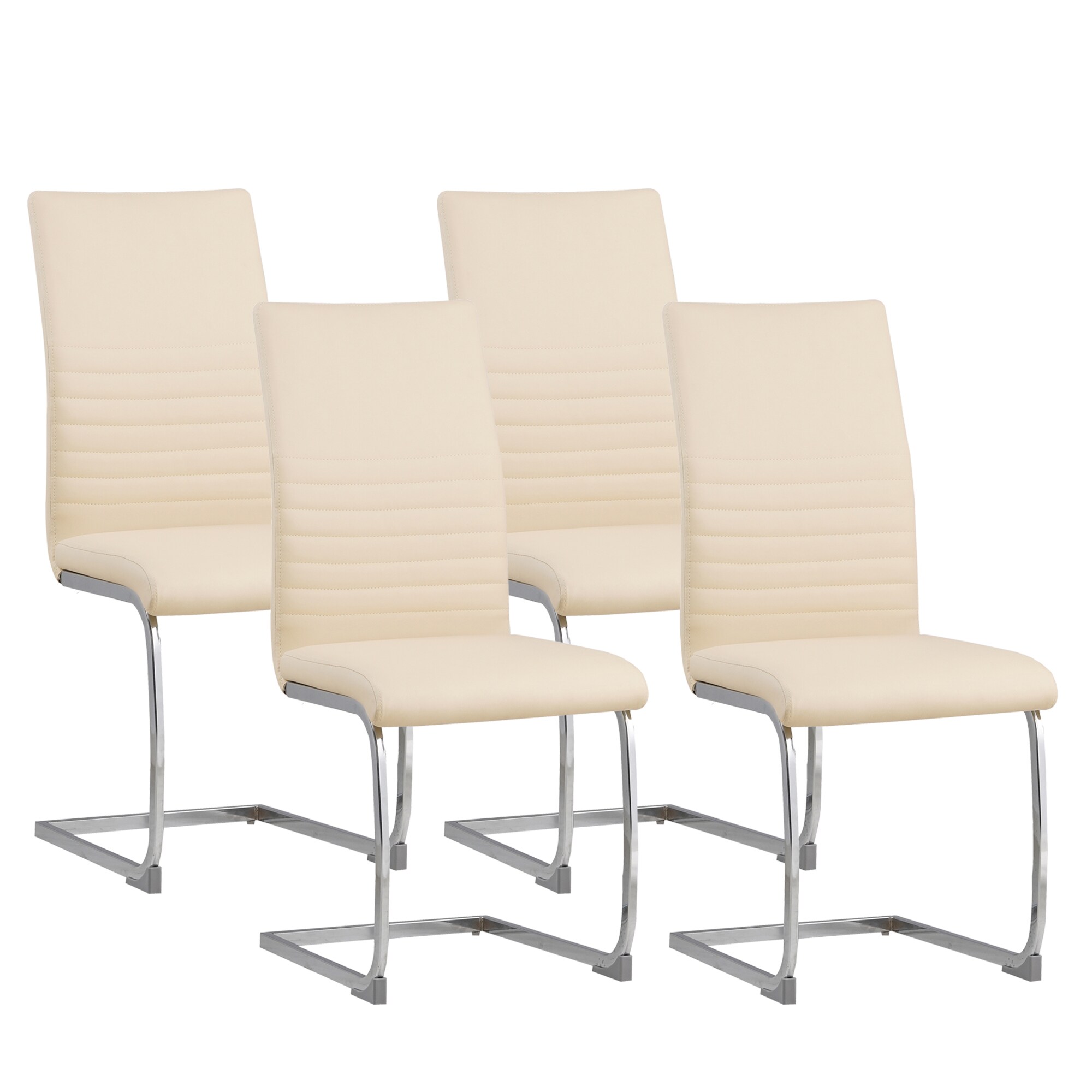 Albatros Freischwinger St&uuml;hle 4er Set BURANO, Beige - Esszimmerstuhl Schwingstuhl mit modernem Design, Kunstleder-Bezug, dicke Polsterung-K&uuml;chenstuhl, Polsterstuhl, Stuhl Esszimmer Esstisch - Bild 1
