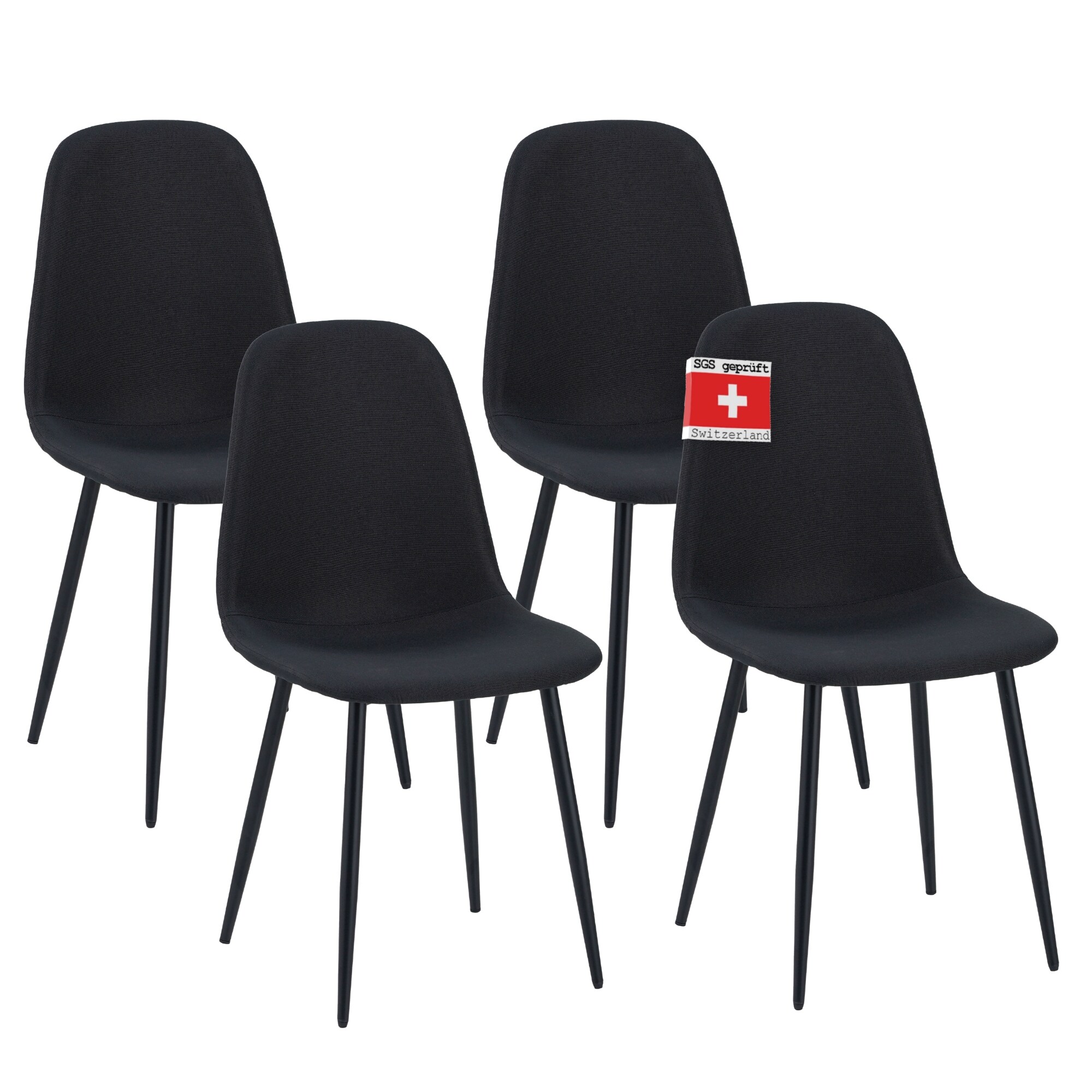 Albatros Esszimmerstuhl BARI mit Stoff Bezug, 4er Set Schwarz, stilvolles Vintage Design, belastbar mit 110Kg, Polsterstuhl - Moderner K&uuml;chenstuhl, Stuhl Esszimmer oder Esstisch Stuhl - Bild 1