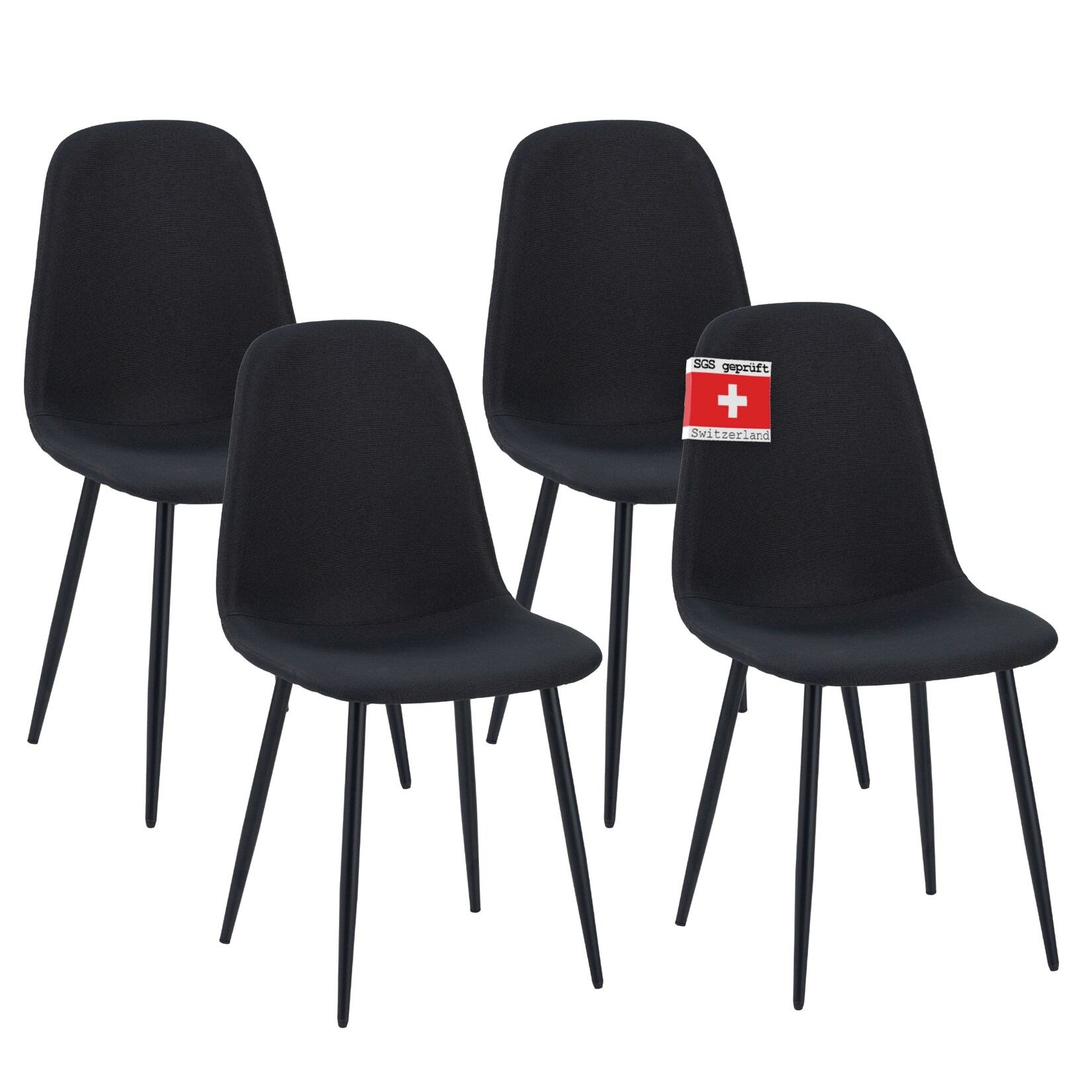 Albatros Esszimmerstuhl BARI mit Stoff Bezug, 4er Set Schwarz, stilvolles Vintage Design, belastbar mit 110Kg, Polsterstuhl – Moderner Küchenstuhl, Stuhl Esszimmer oder Esstisch Stuhl | 04250263735973
