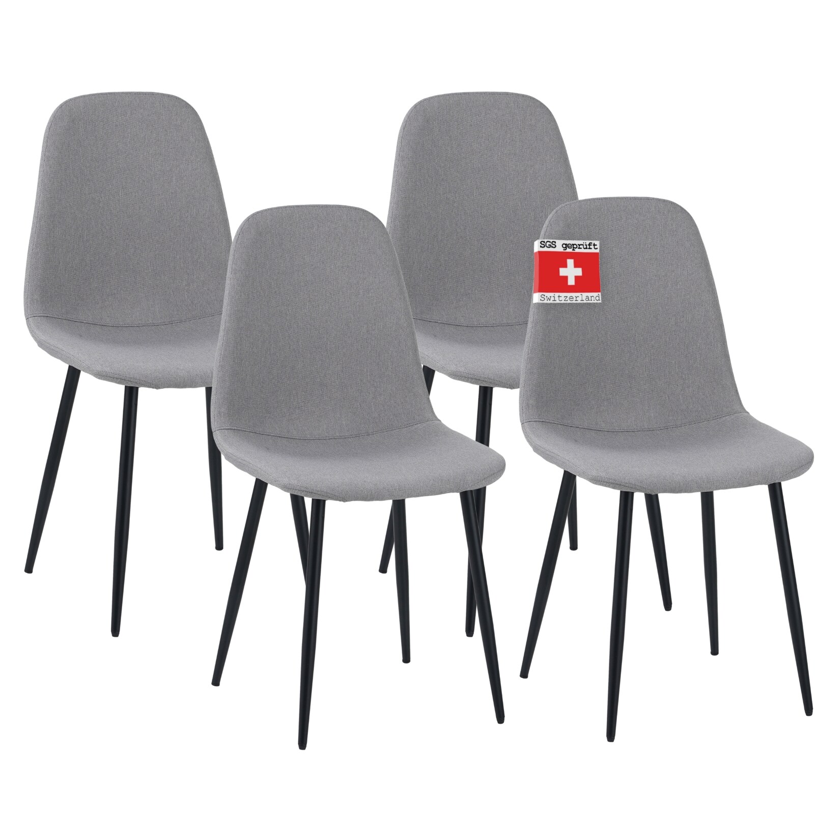 Albatros Esszimmerstuhl BARI mit Stoff Bezug, 4er Set Grau, stilvolles Vintage Design, belastbar mit 110Kg, Polsterstuhl - Moderner Küchenstuhl, Stuhl Esszimmer oder Esstisch Stuhl