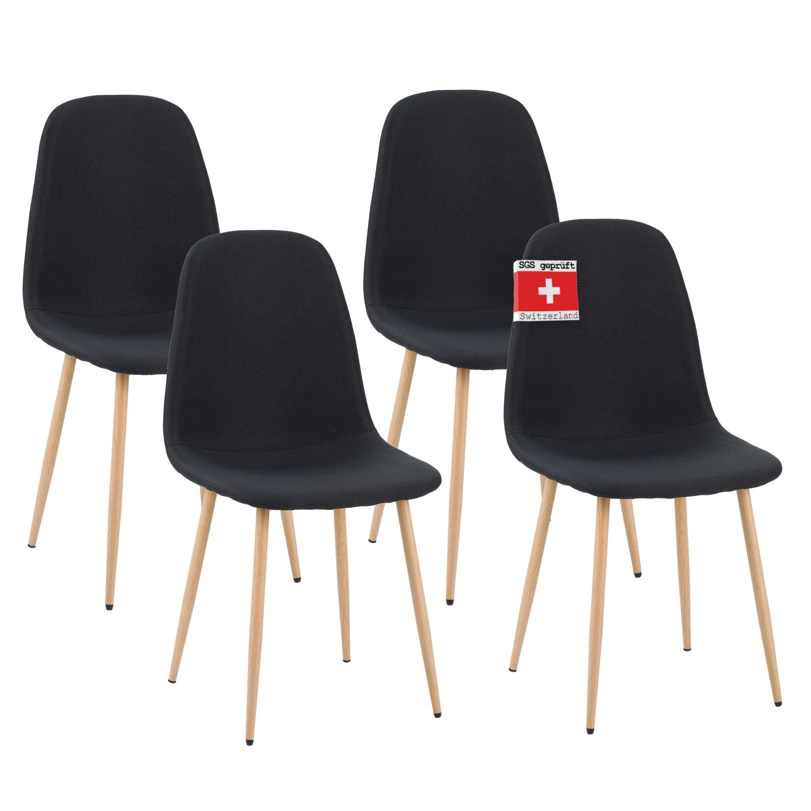 Albatros Esszimmerstuhl FANO mit Stoff Bezug, 4er Set Schwarz, stilvolles Vintage Design, belastbar mit 110Kg, Polsterstuhl – Moderner Küchenstuhl | 04250263735997