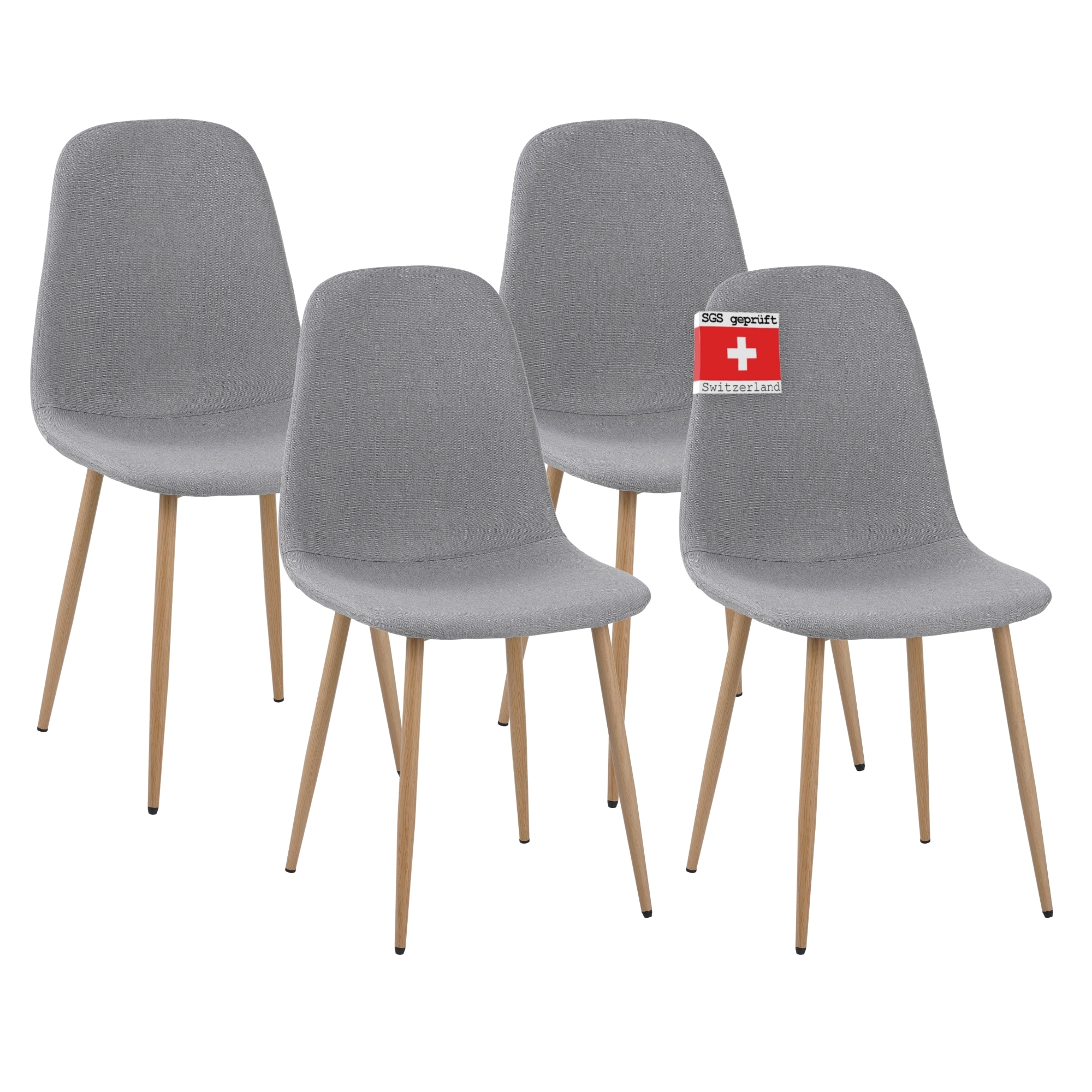 Albatros Esszimmerstuhl FANO mit Stoff Bezug, 4er Set Grau, stilvolles Vintage Design, belastbar mit 110Kg, Polsterstuhl - Moderner K&uuml;chenstuhl - Bild 1