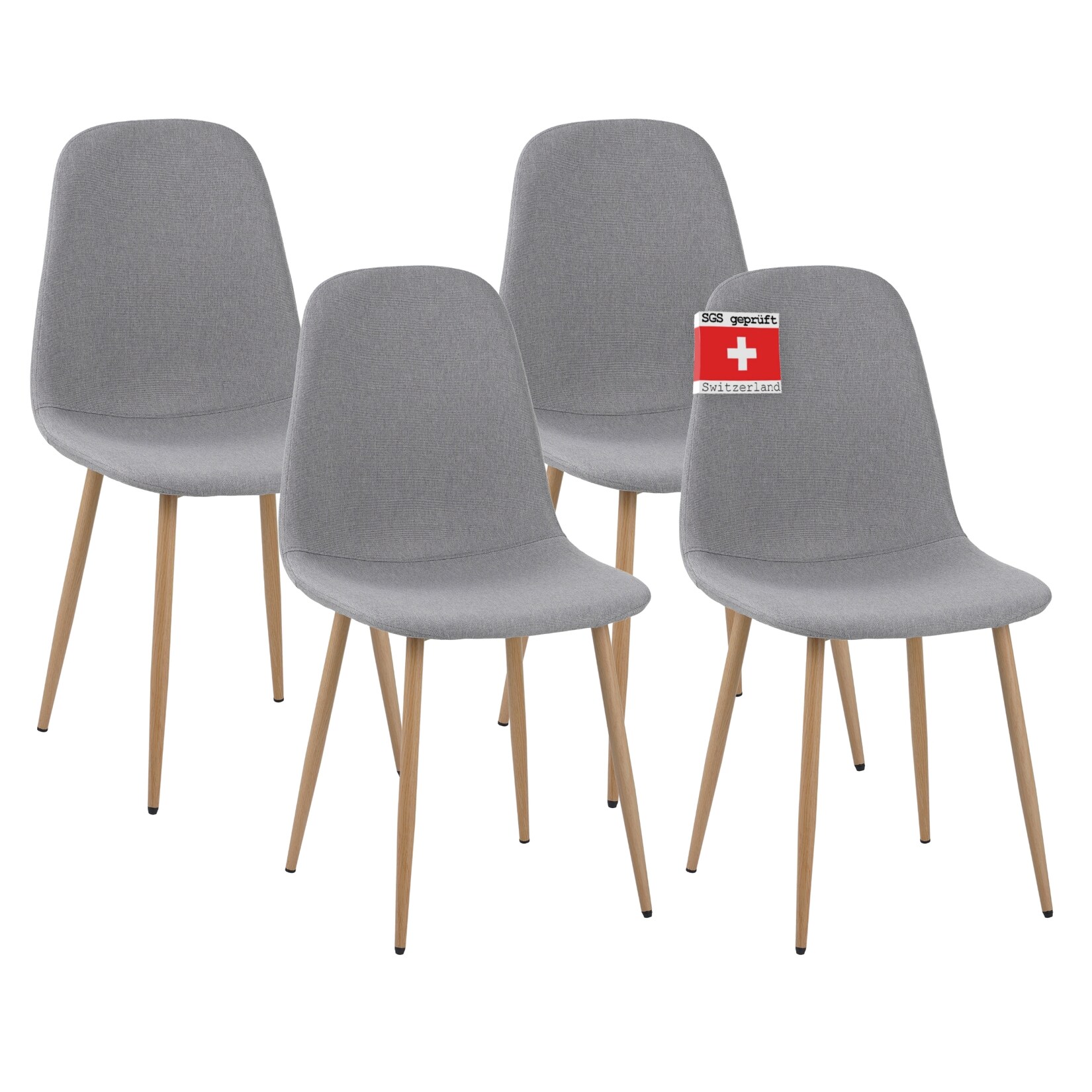 Albatros Esszimmerstuhl FANO mit Stoff Bezug, 4er Set Grau, stilvolles Vintage Design, belastbar mit 110Kg, Polsterstuhl - Moderner Küchenstuhl