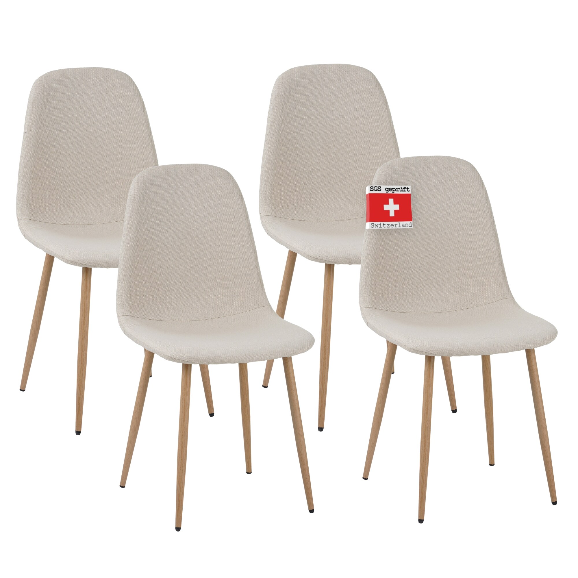 Albatros Esszimmerstuhl FANO mit Stoff Bezug, 4er Set Beige, stilvolles Vintage Design, belastbar mit 110Kg, Polsterstuhl - Moderner K&uuml;chenstuhl - Bild 1