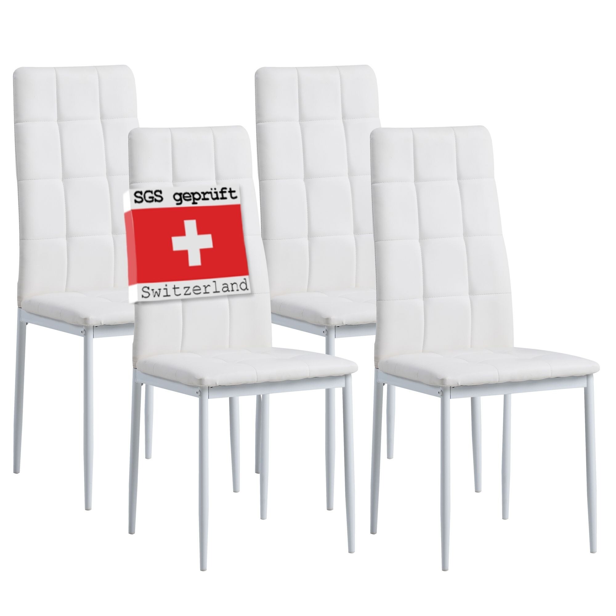 Albatros Esszimmerst&uuml;hle RIMINI 4er Set, Weiss - Edles Italienisches Design, Polsterstuhl Kunstleder-Bezug, Modern und Stilvoll am Esstisch - K&uuml;chenstuhl Stuhl Esszimmer hohe Belastbarkeit - Bild 1