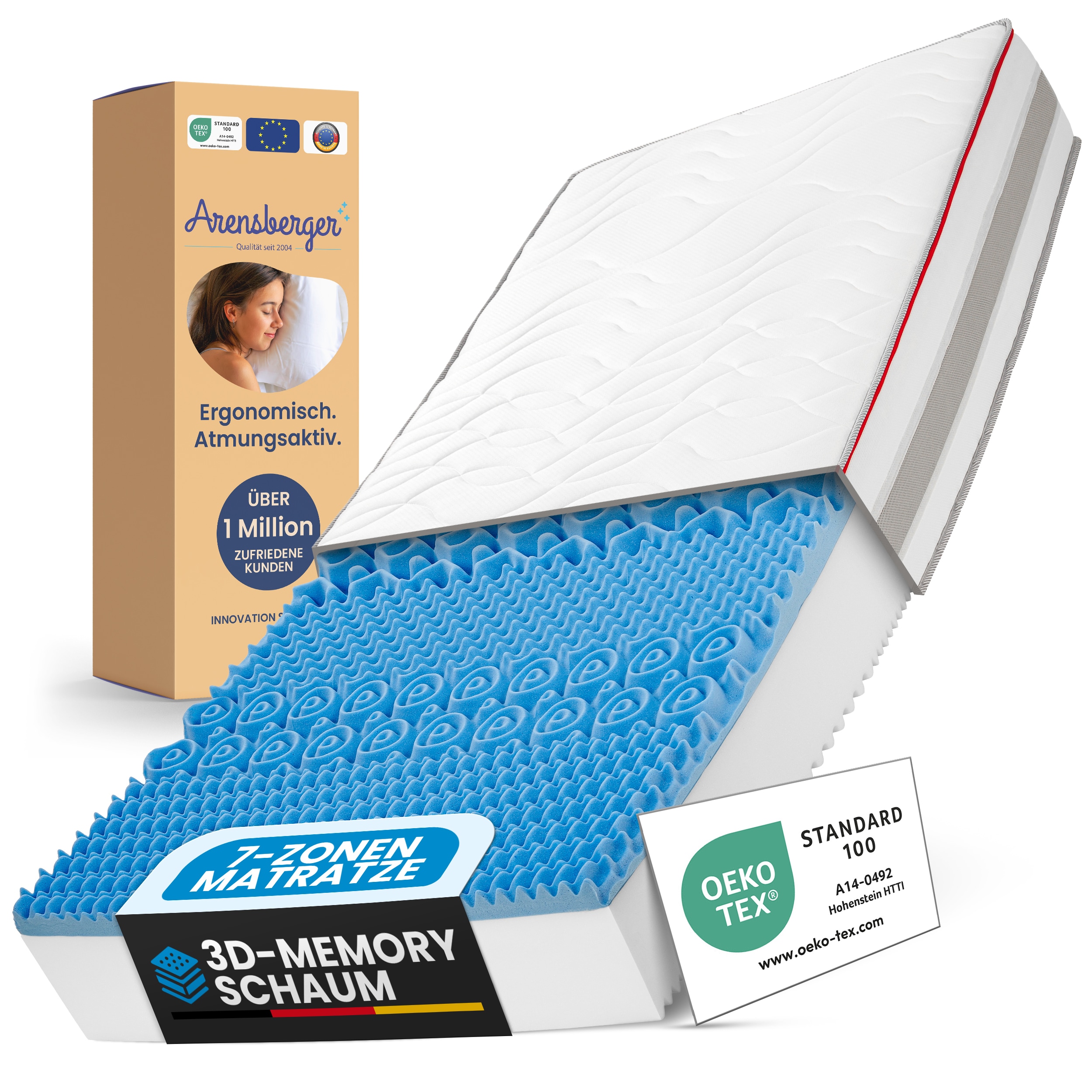 FLEXX Kaltschaum Matratze 90x200 cm mit 3D Memory Foam - 7 Zonen; 25cm H&ouml;he; H4, H3, H2 Misch-H&auml;rtegrad - Wendbare Kaltschaummatratze mit optimaler Druckentlastung - Bild 1