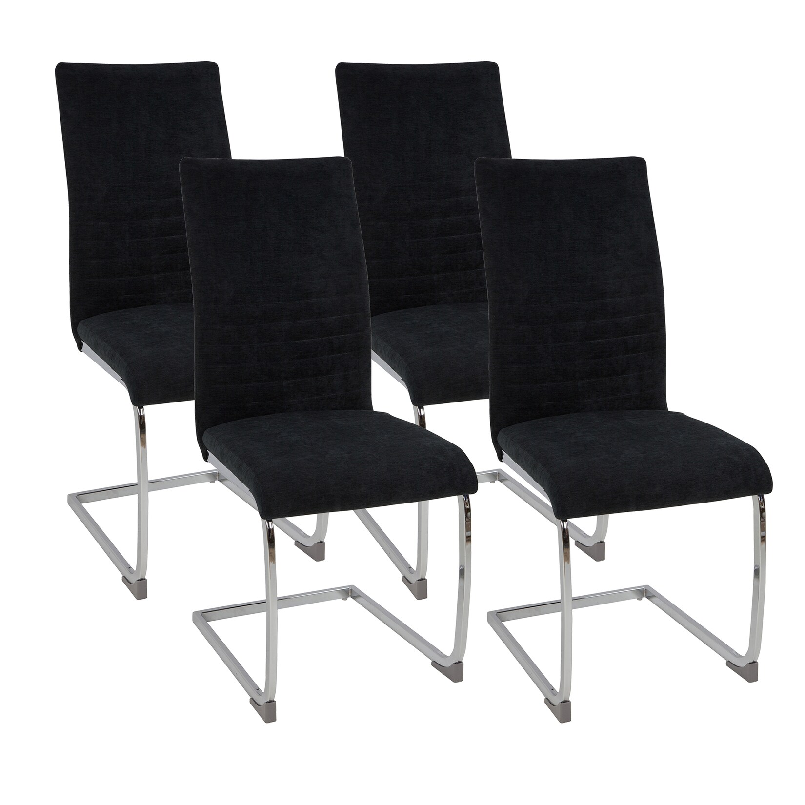 Freischwinger Stühle 4er Set LUGANO, Schwarz – Esszimmerstuhl Schwingstuhl mit modernem Design, Stoff-Bezug, dicke Polsterung – Küchenstuhl, Polsterstuhl, Stuhl Esszimmer oder Esstisch Stuhl | 04250263737847